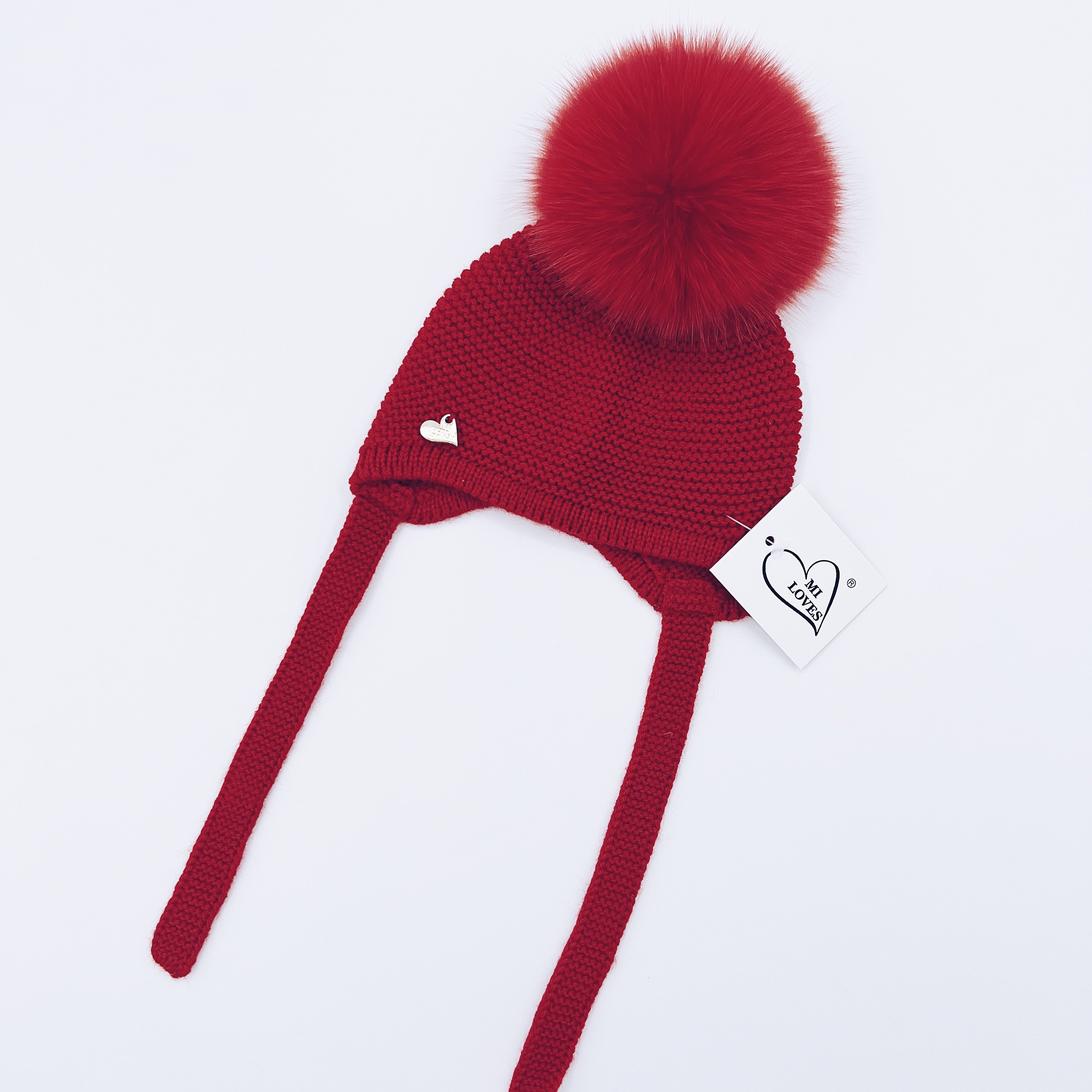 MI LOVES SIGNATURE Luxurious knitted Pompom hat with Fox fur pompom(ALL COLOURS)