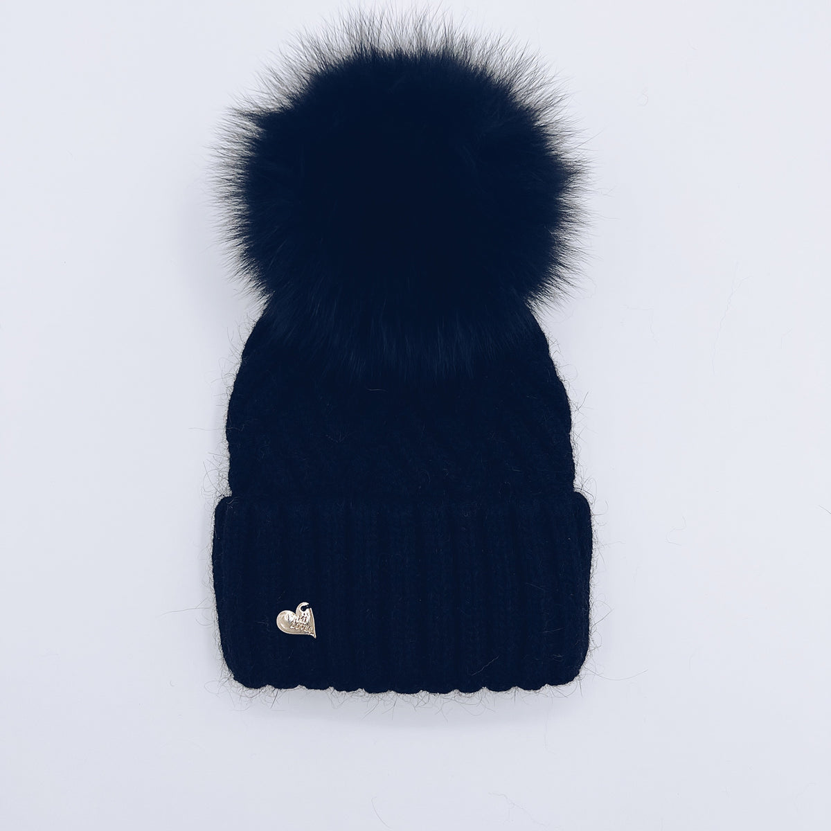 MI LOVES SIGNATURE Angora baby hat with Fox FUR pompom