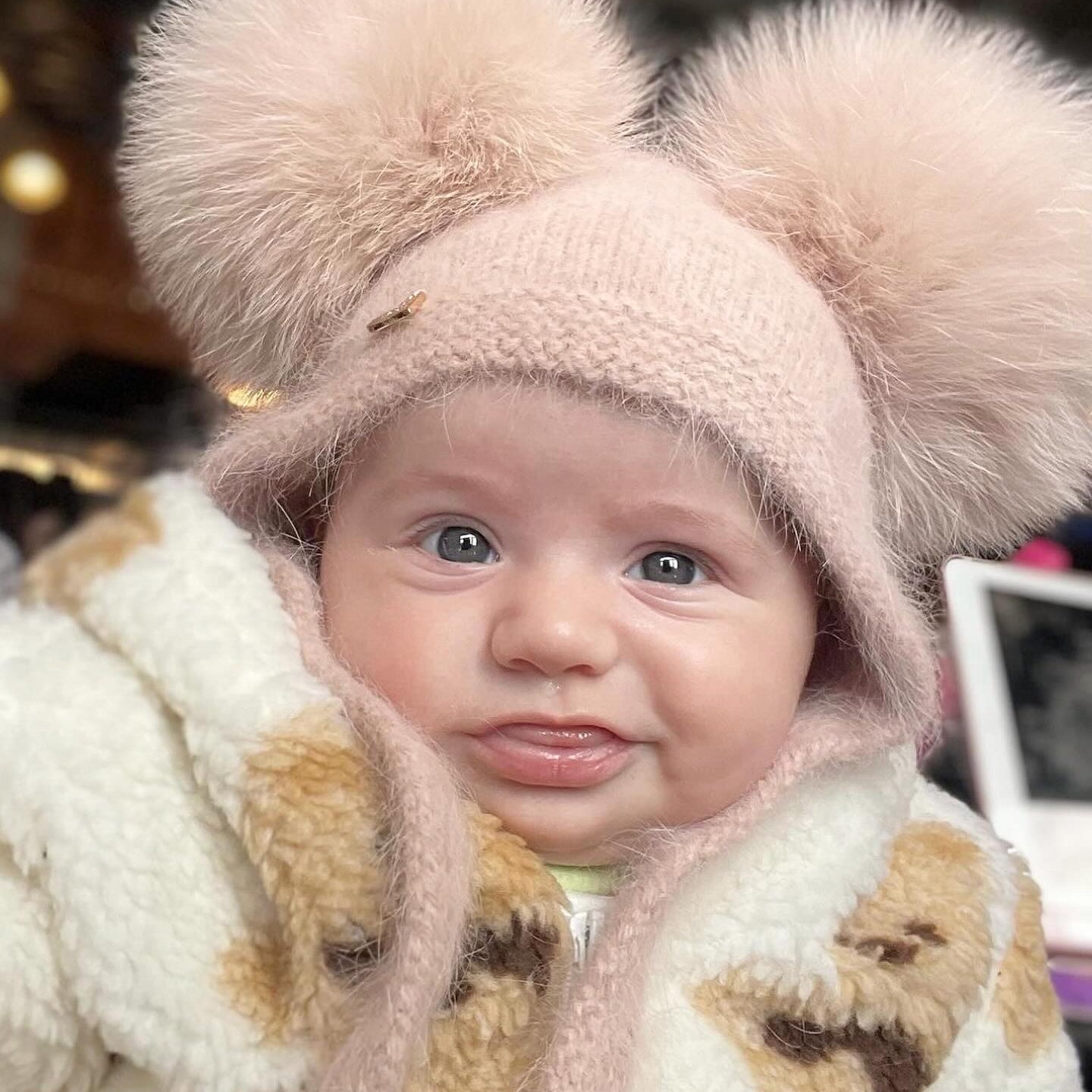 MI LOVES SIGNATURE Little Bear Angora Double pompom hat(ALL COLOURS)