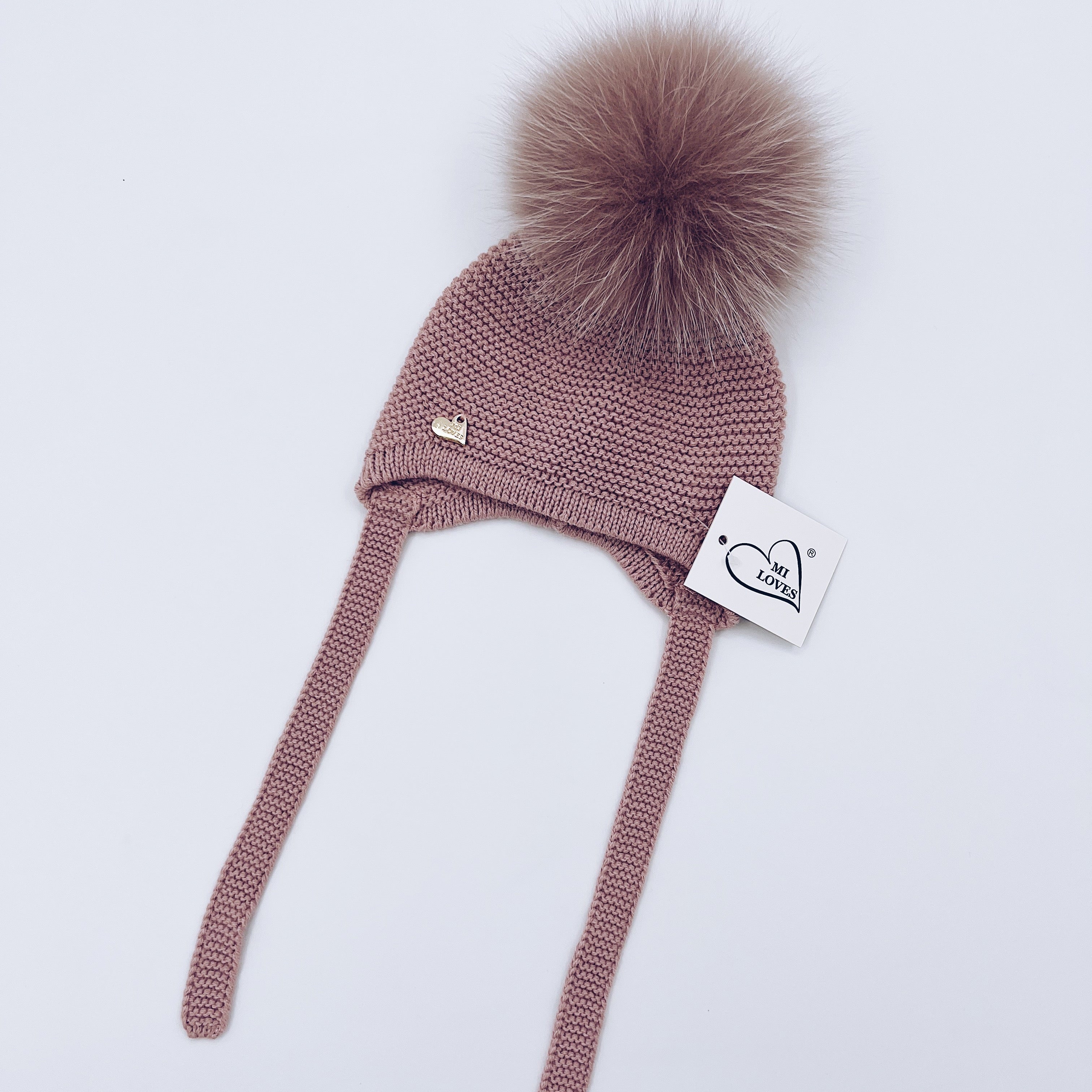 MI LOVES SIGNATURE Luxurious knitted Pompom hat with Fox fur pompom(ALL COLOURS)