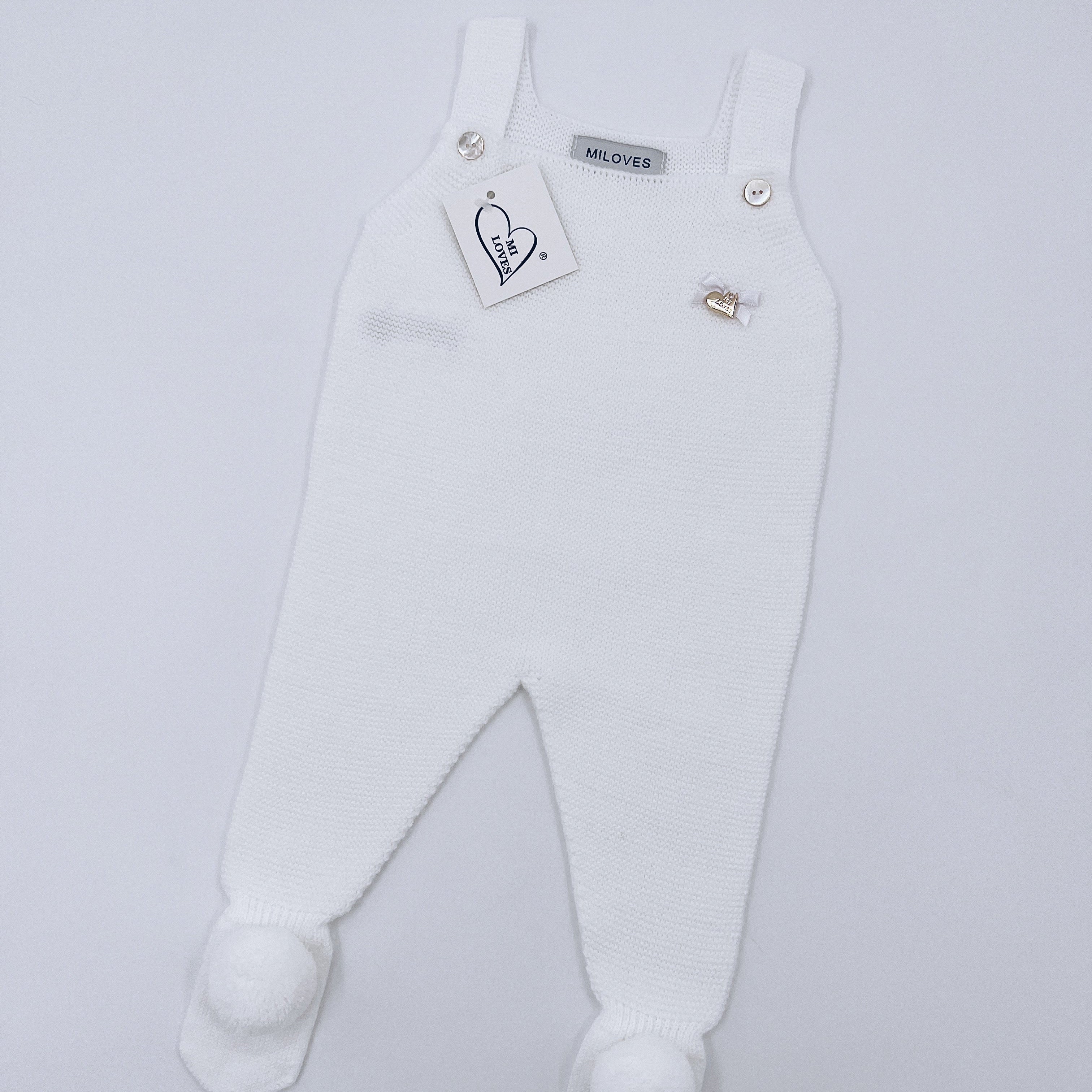 MI LOVES SIGNATURE Luxurious knitted Dungarees with yarn pompoms(ALL COLOURS)