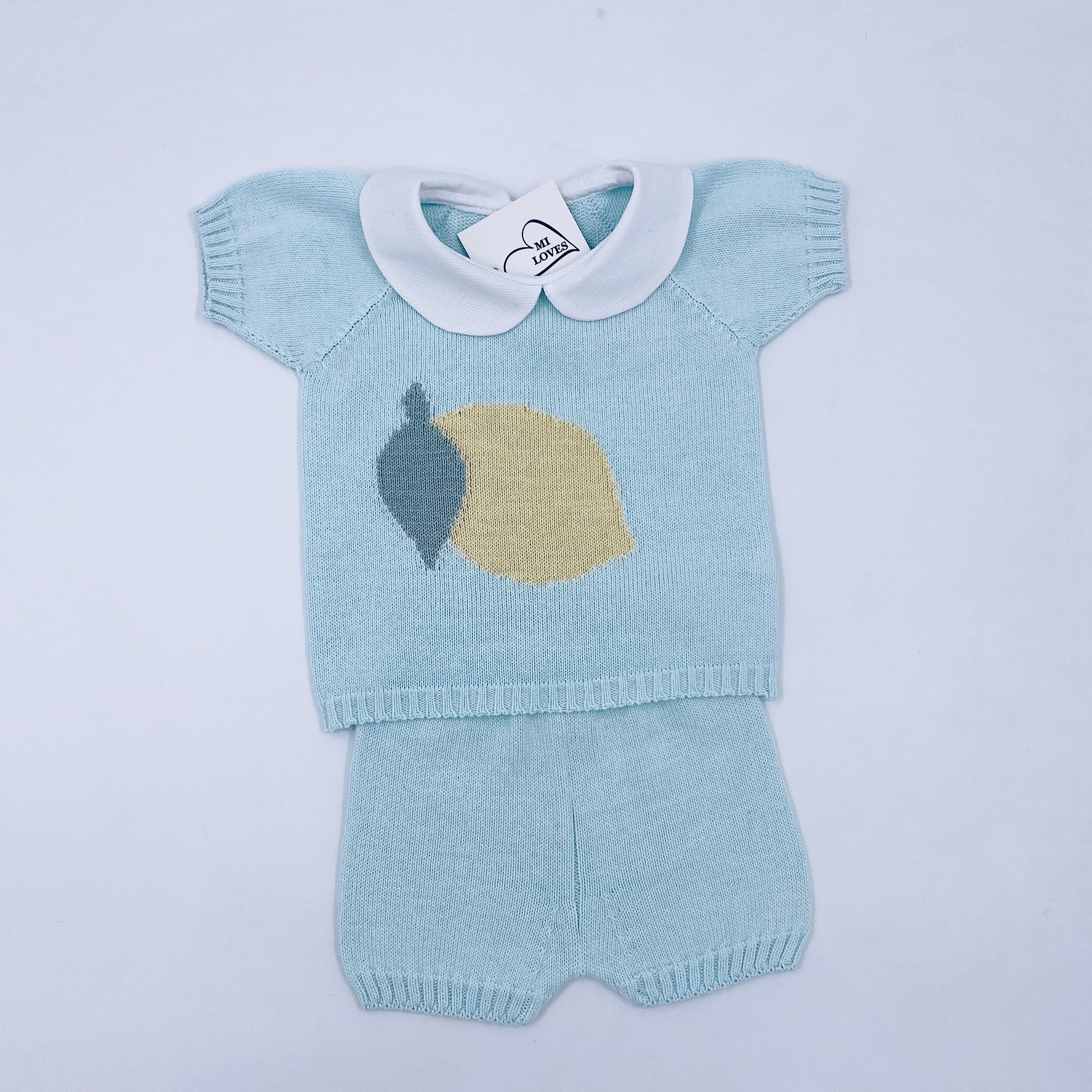 Lemon Fine Knit Summer Set with Peter Pan collar