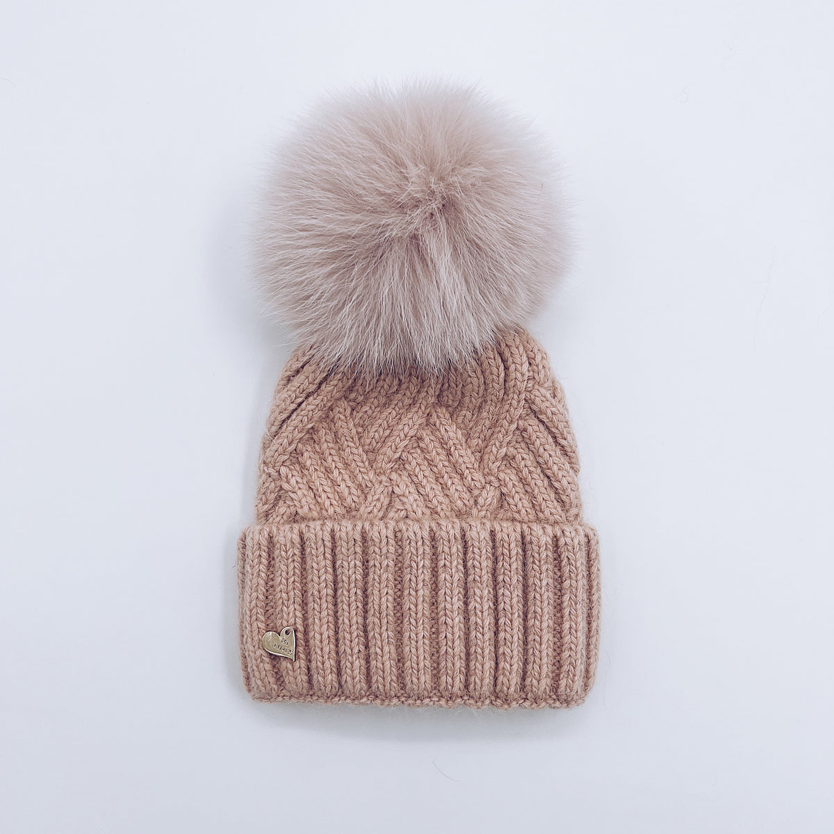 MI LOVES SIGNATURE Angora baby hat with Fox FUR pompom