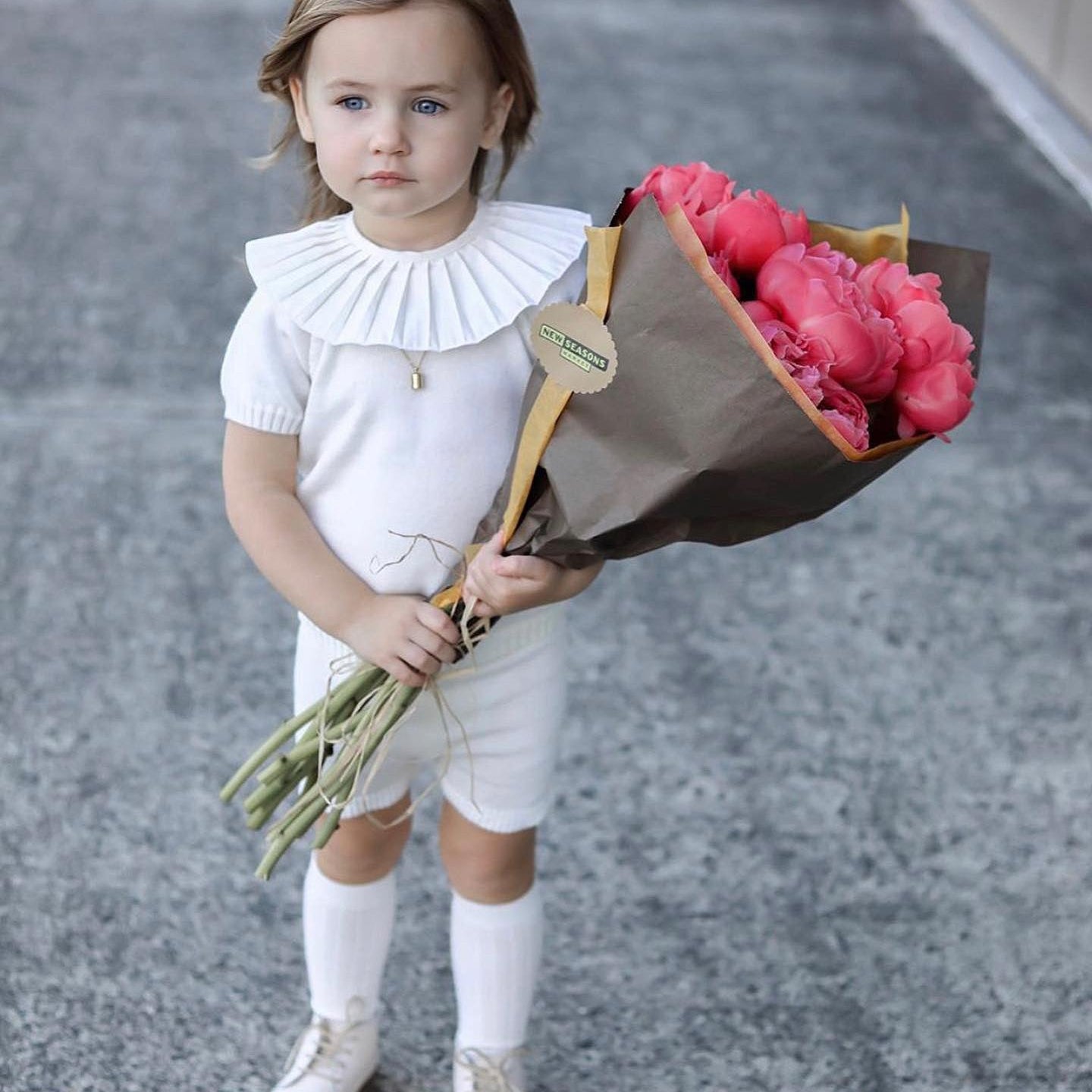 Fine Knit Summer 2 piece set with Frilly Collar