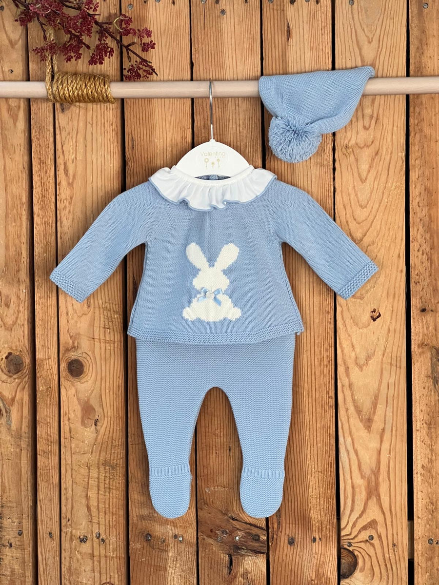 SOFIJA - Bunny Babygrow Three Piece Set - Blue main image 1