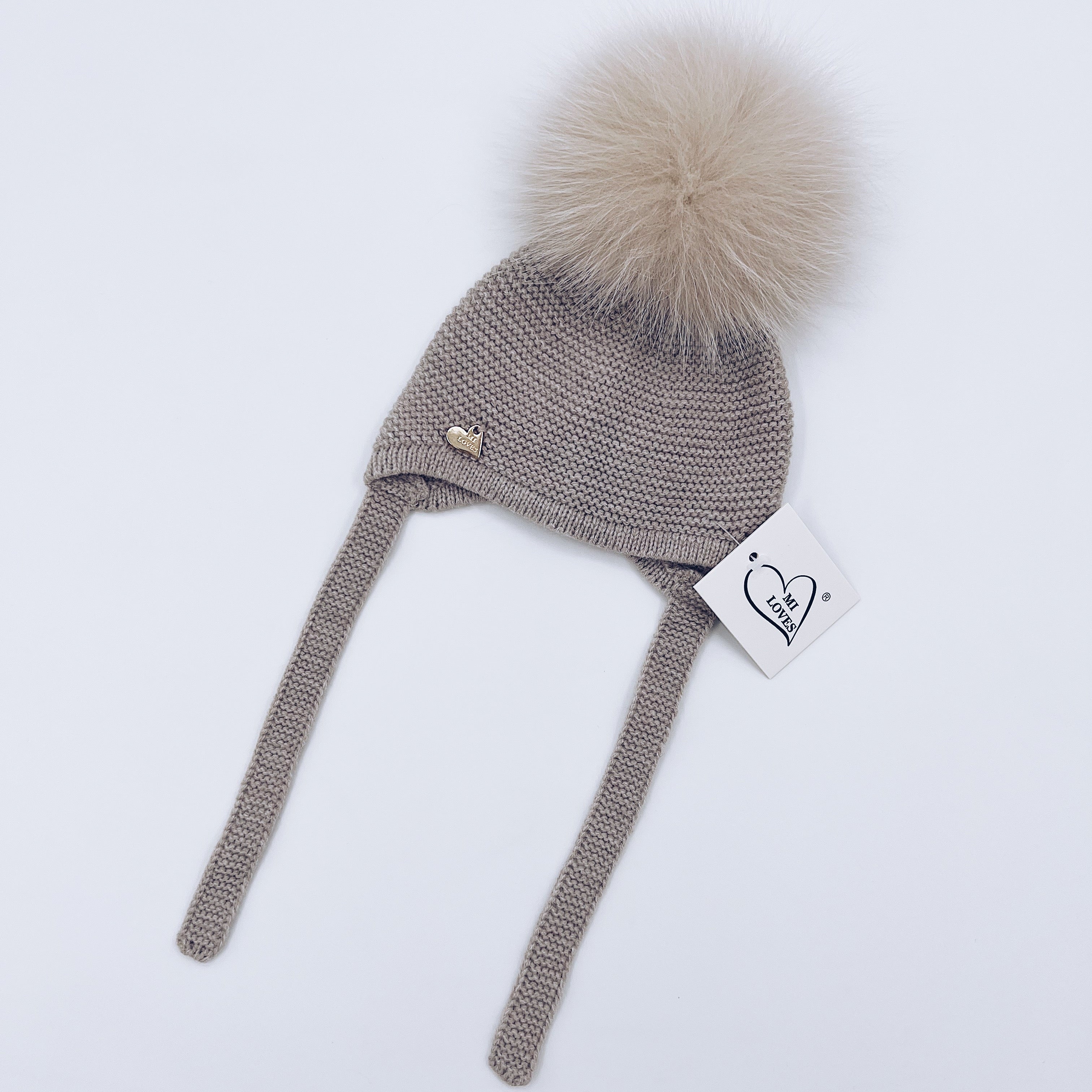 MI LOVES SIGNATURE Luxurious knitted Pompom hat with Fox fur pompom(ALL COLOURS)