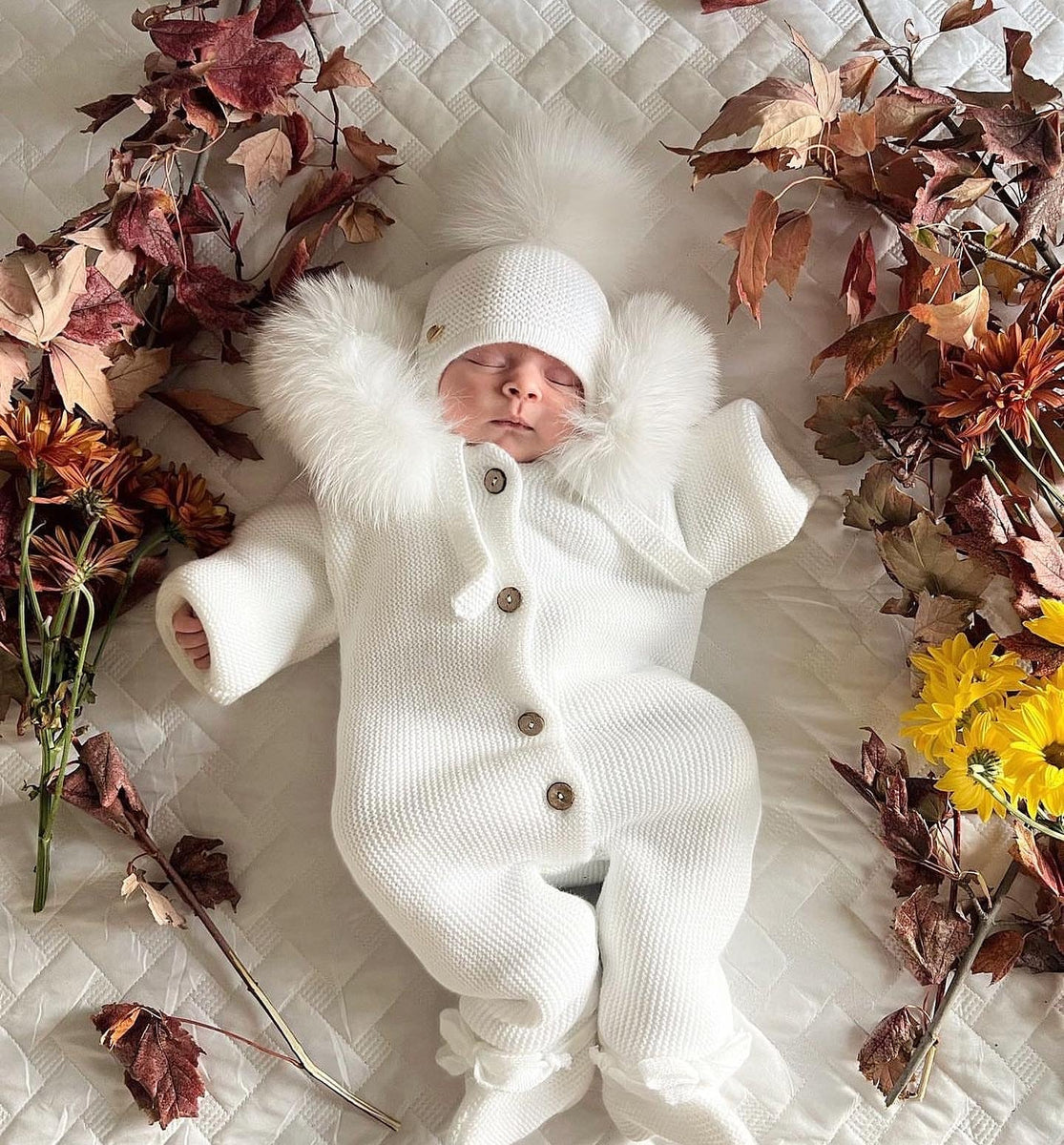 Dandelion White Knitted Pramsuit main image 1