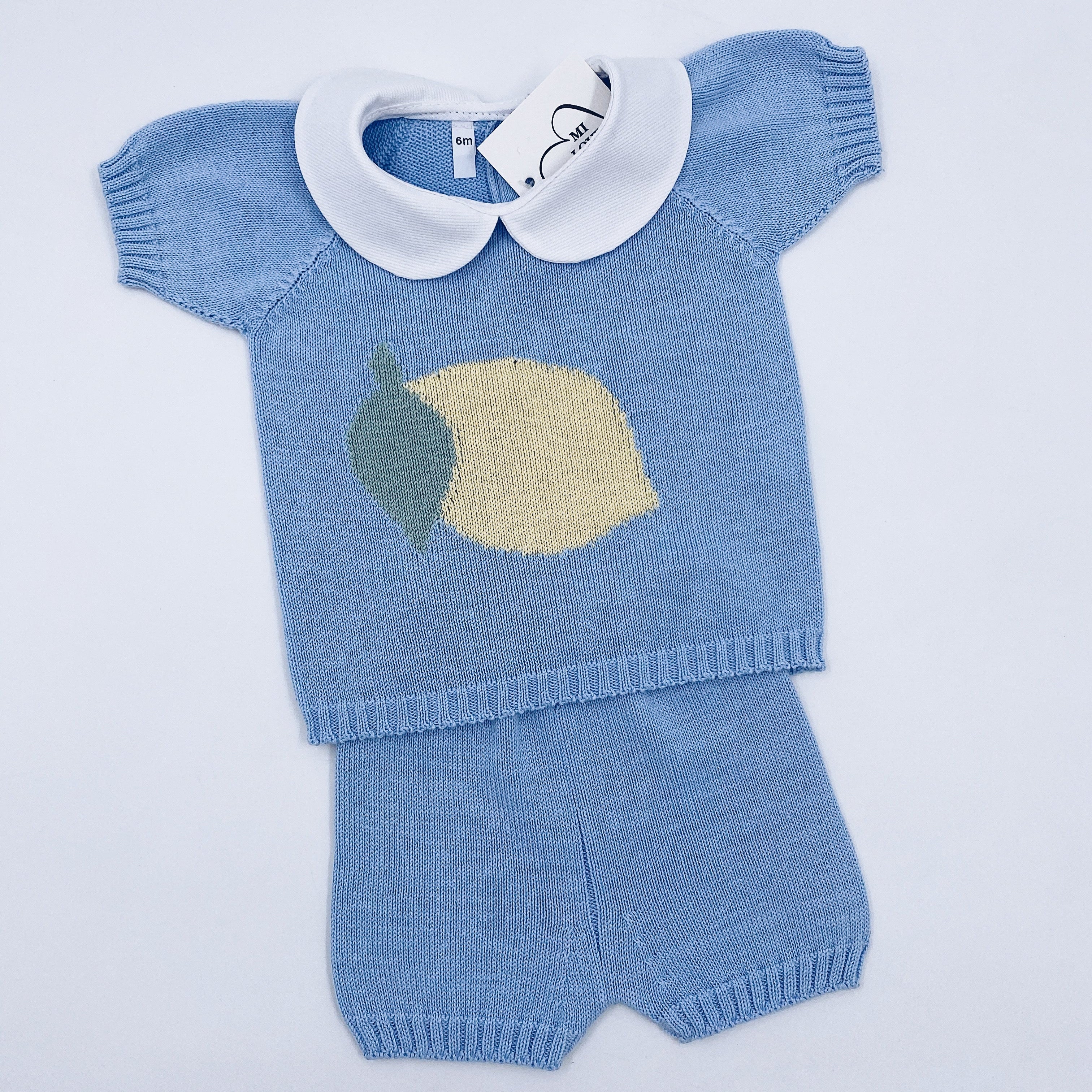 Lemon Fine Knit Summer Set with Peter Pan collar