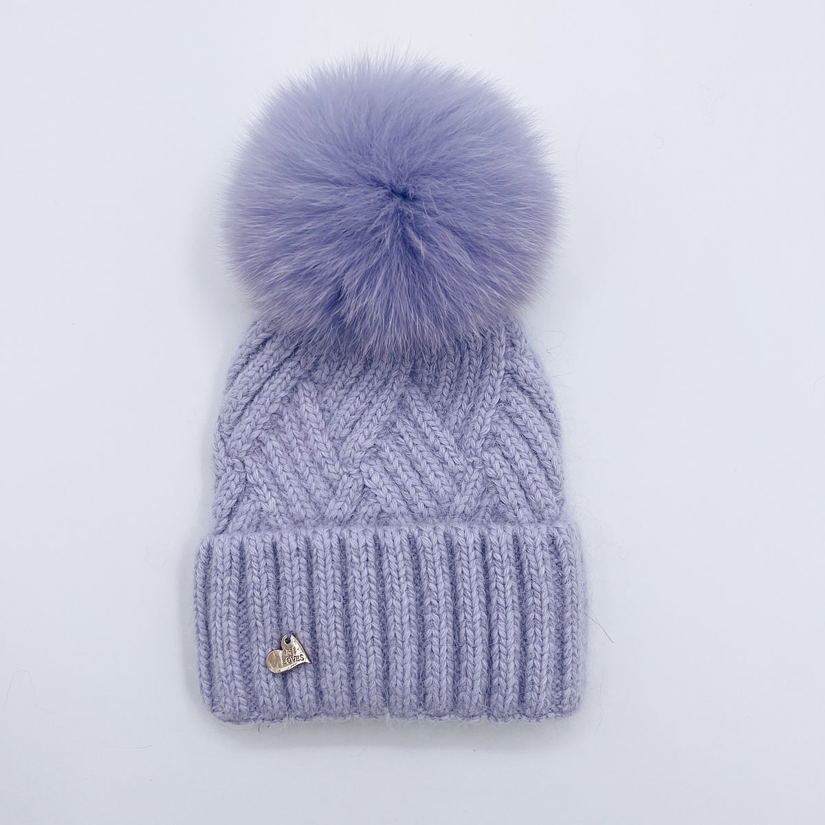 MI LOVES SIGNATURE Angora baby hat with Fox FUR pompom