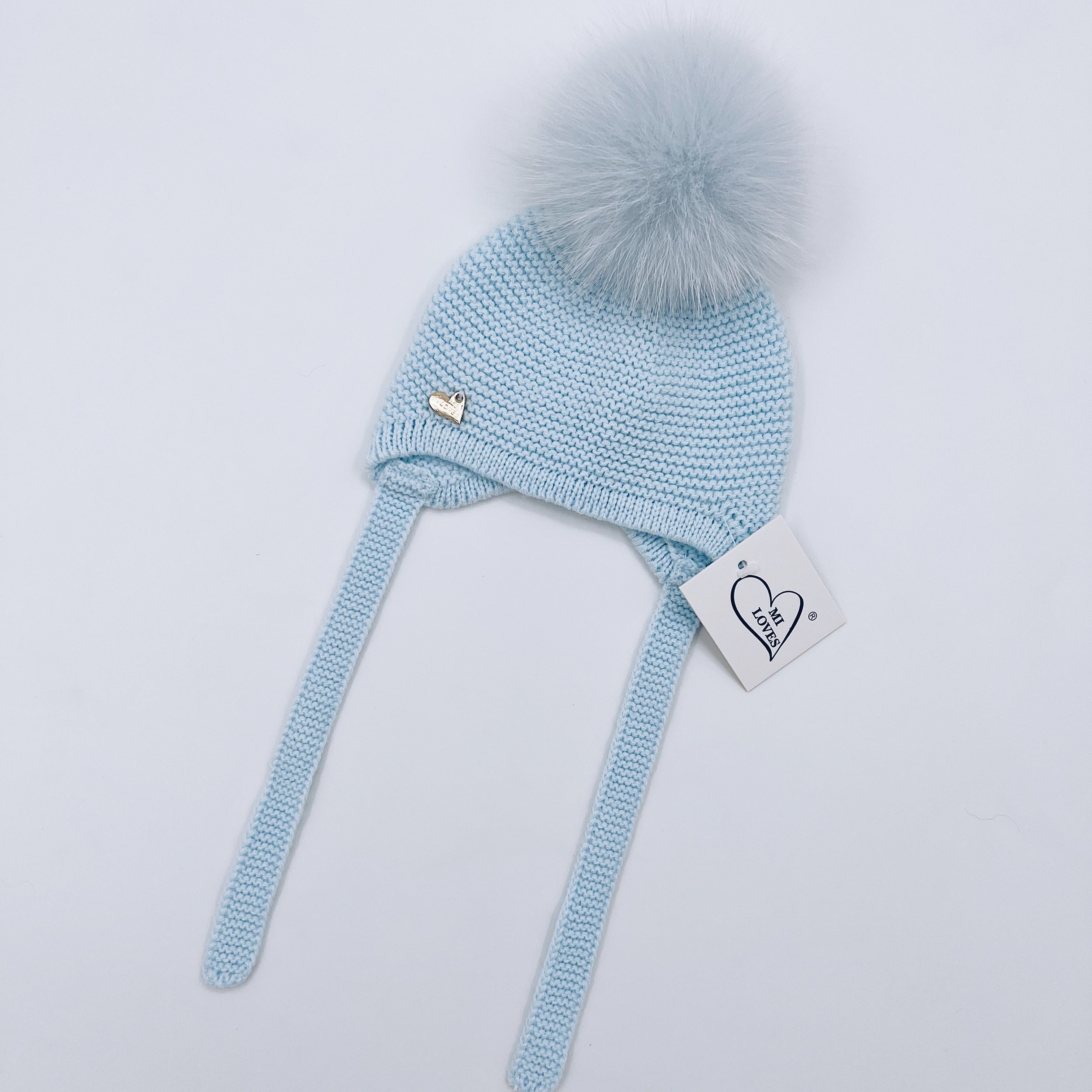 MI LOVES SIGNATURE Luxurious knitted Pompom hat with Fox fur pompom(ALL COLOURS)