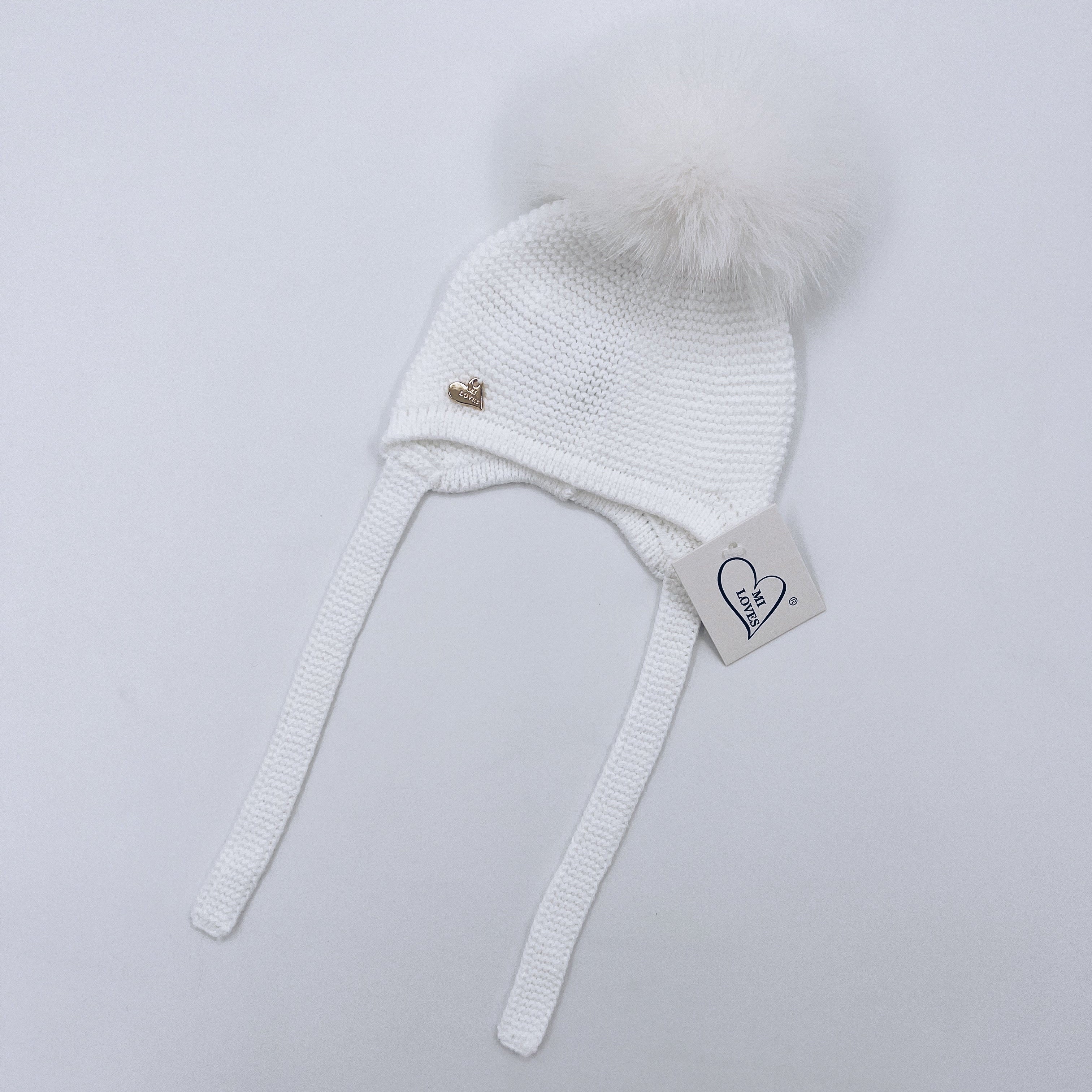 MI LOVES SIGNATURE Luxurious knitted Pompom hat with Fox fur pompom(ALL COLOURS)
