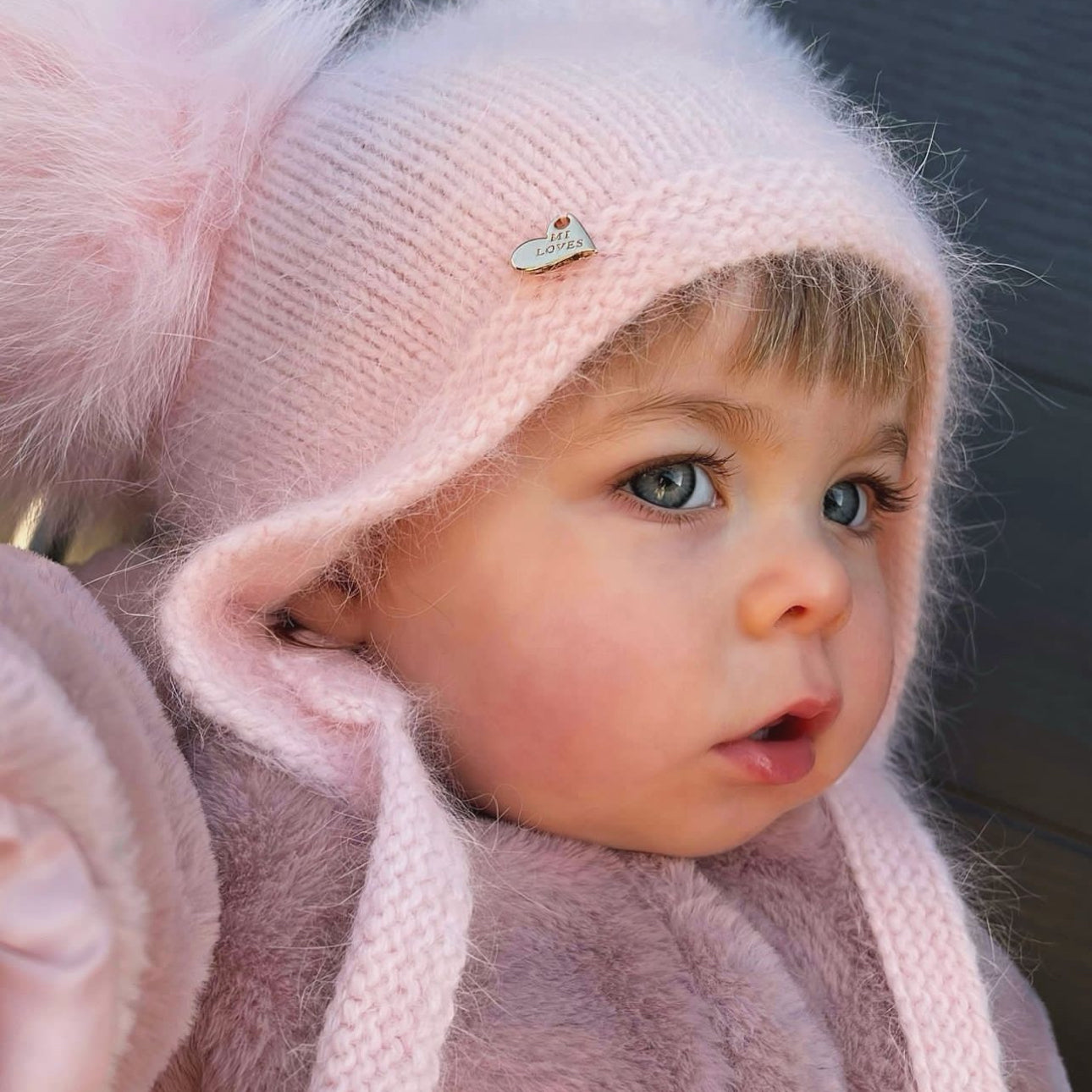 MI LOVES SIGNATURE Little Bear Angora Double pompom hat(ALL COLOURS)
