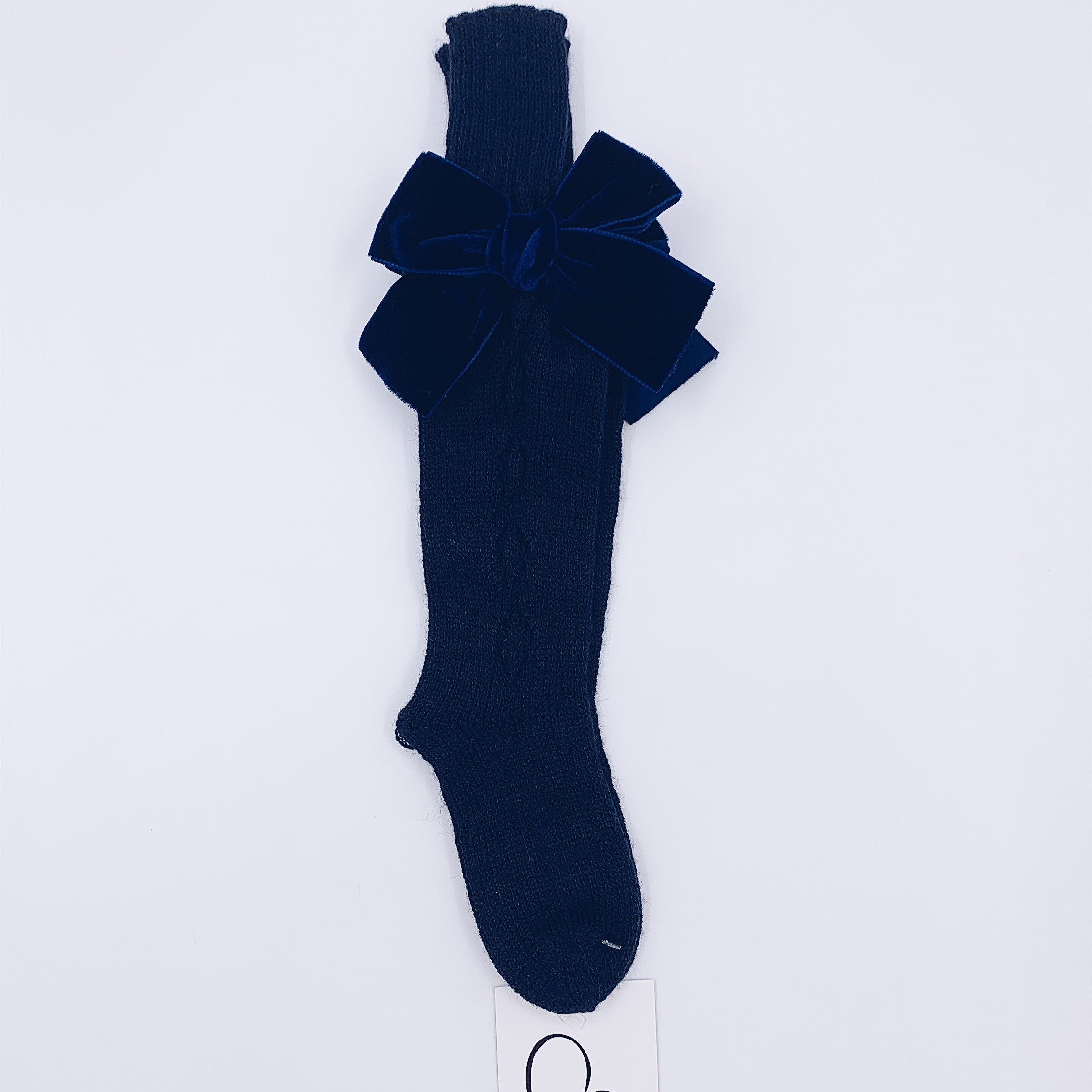 MI LOVES SIGNATURE KNITTED HIGH KNEE SOCKS WITH VELVET BOW