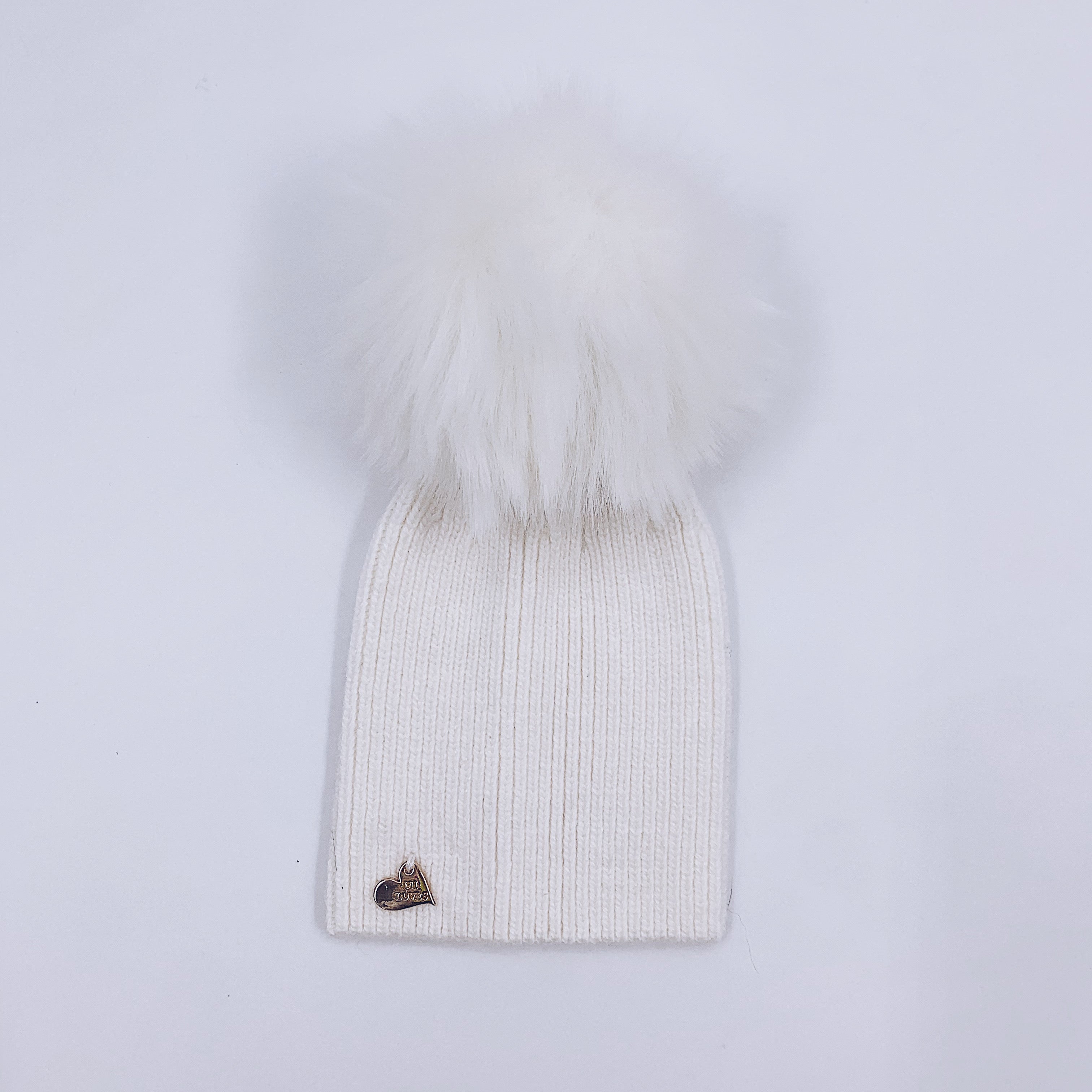 MI LOVES SIGNATURE Angora kids hat with Synthetic FUR pompom