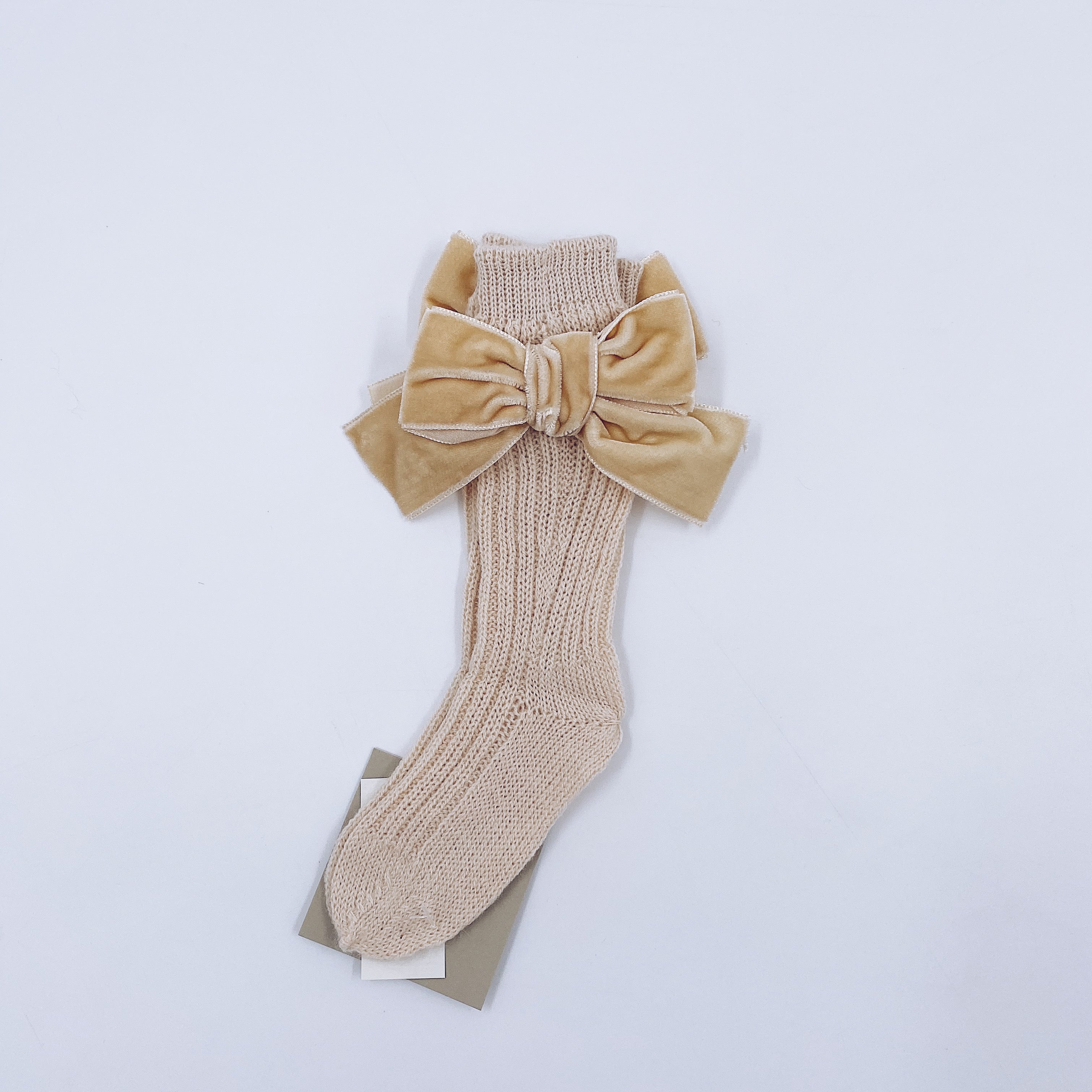 Beautiful knitted socks with Luxurious velvet bows