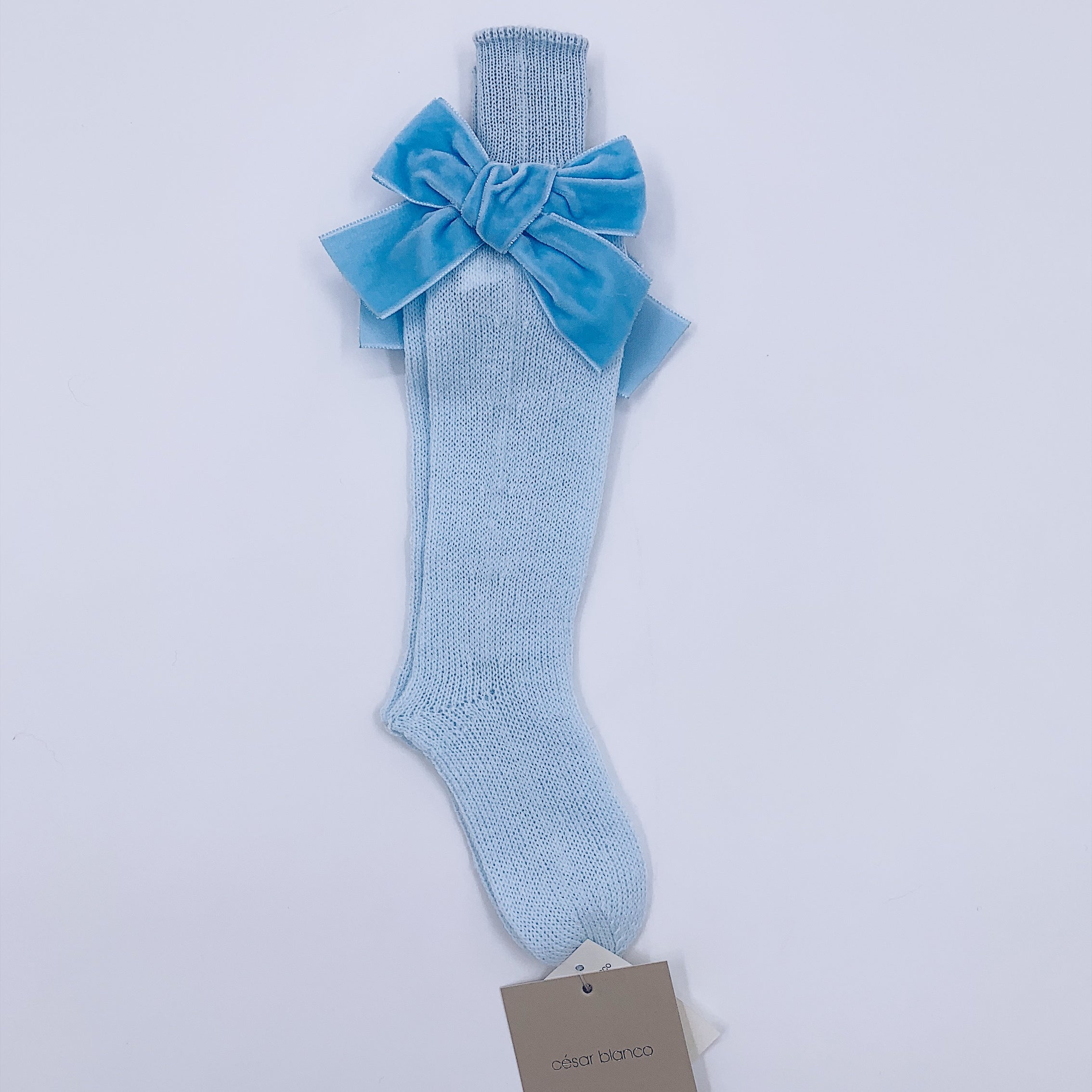 Beautiful Knitted High Knee Socks With Velvet Bows