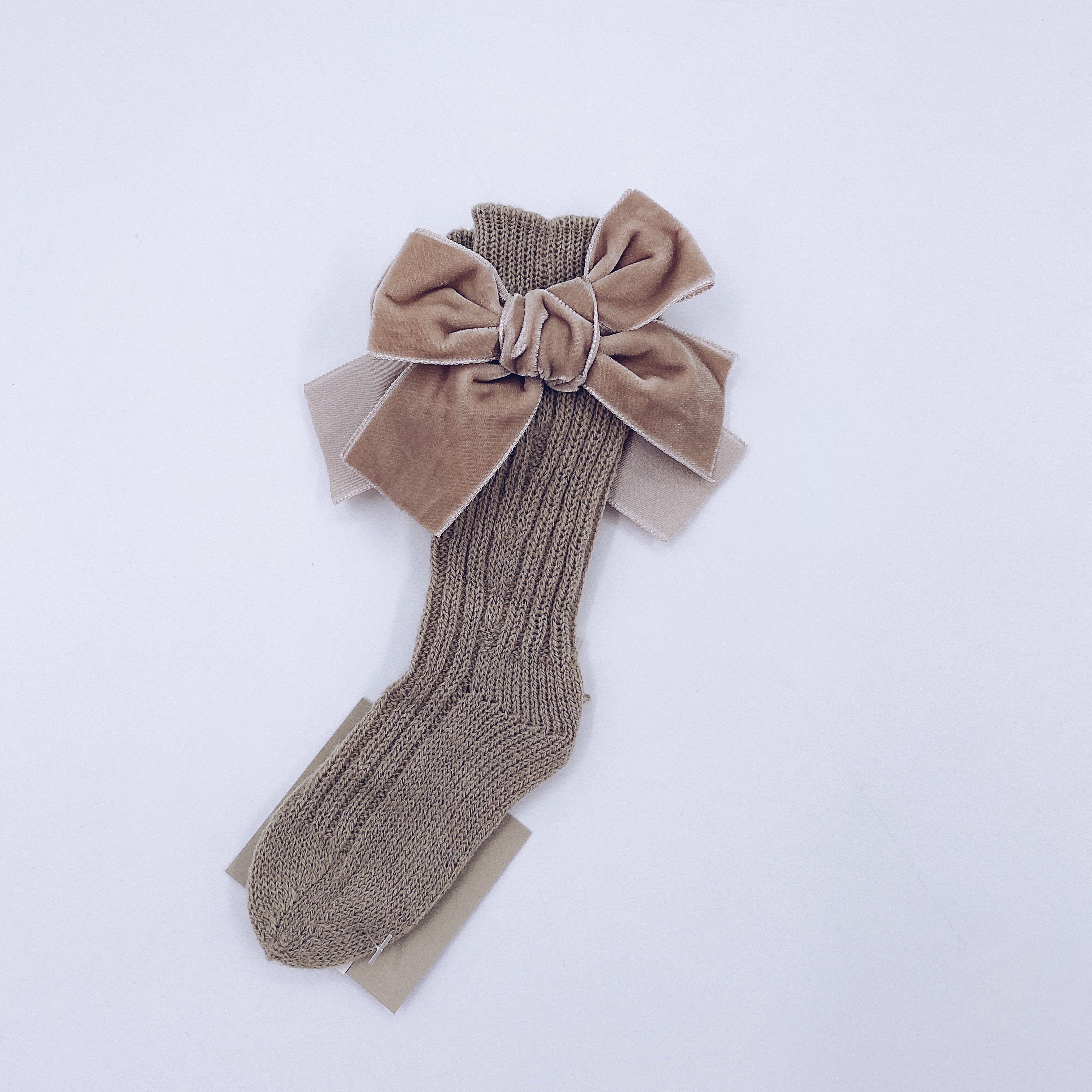 Beautiful knitted socks with Luxurious velvet bows