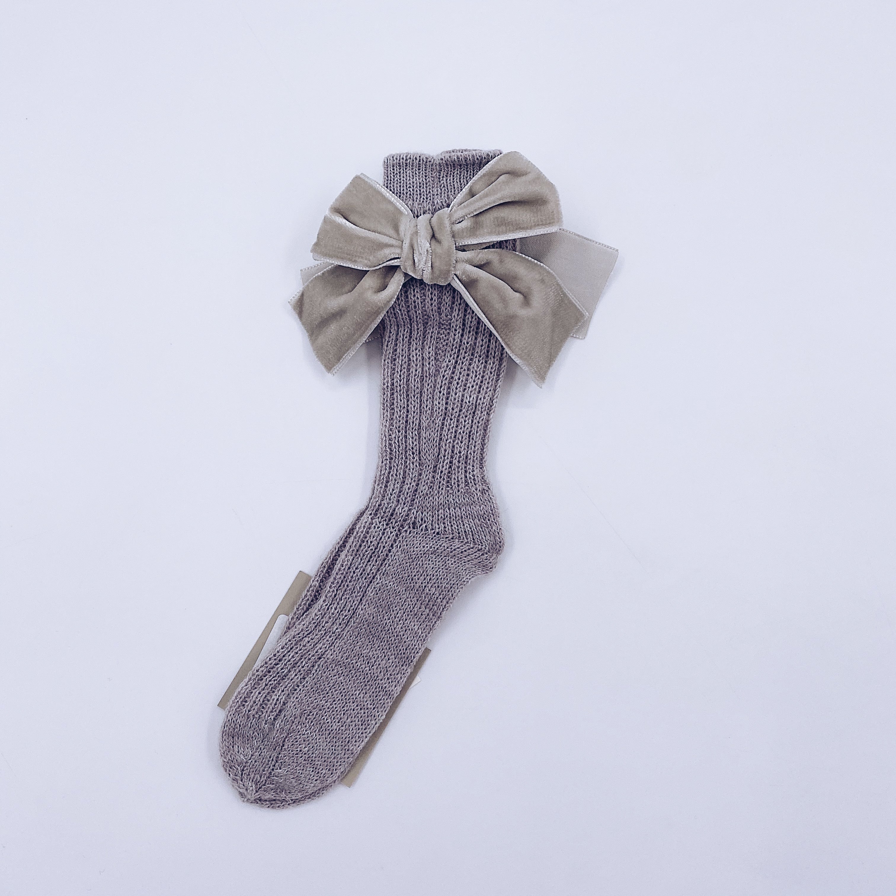 Beautiful knitted socks with Luxurious velvet bows