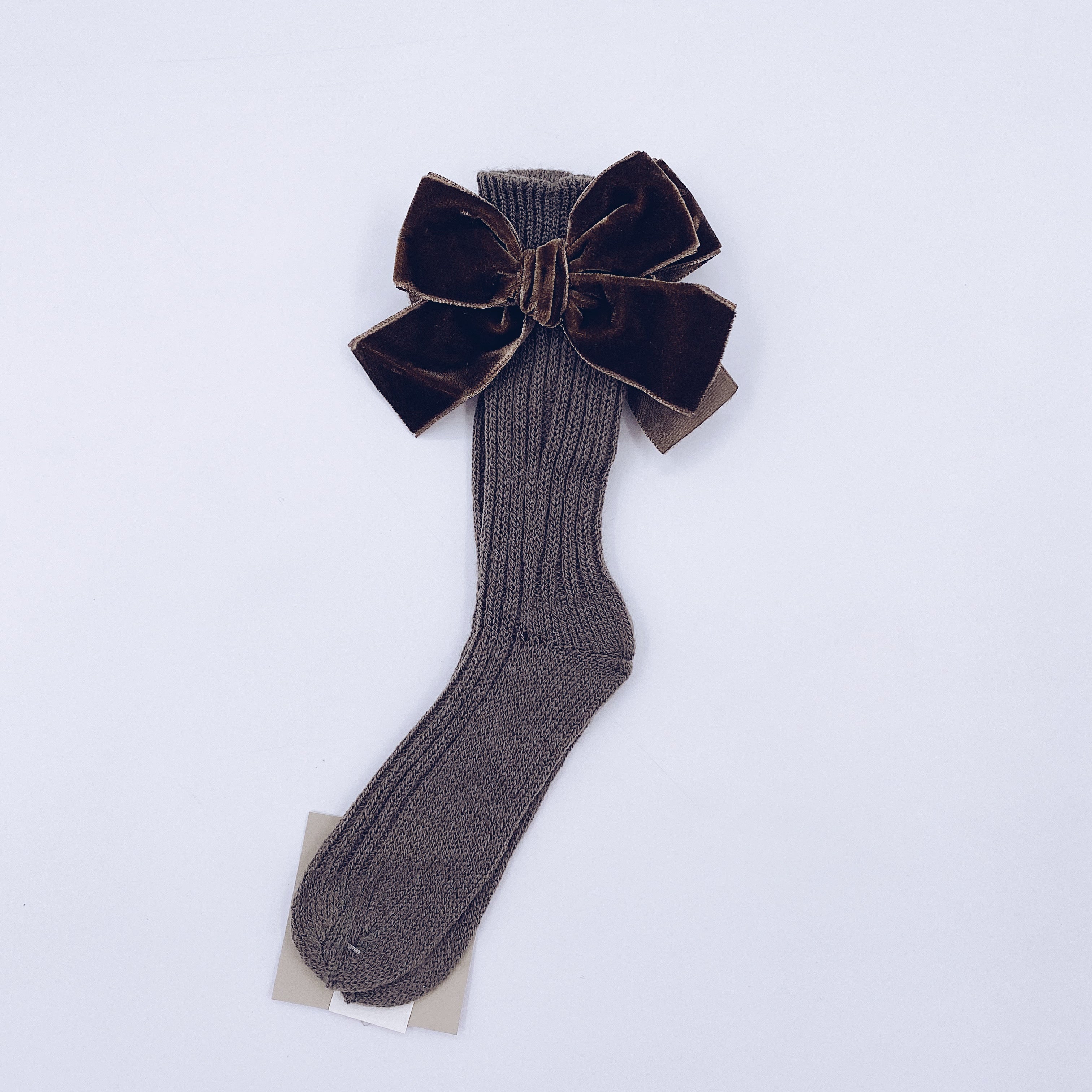 Beautiful knitted socks with Luxurious velvet bows