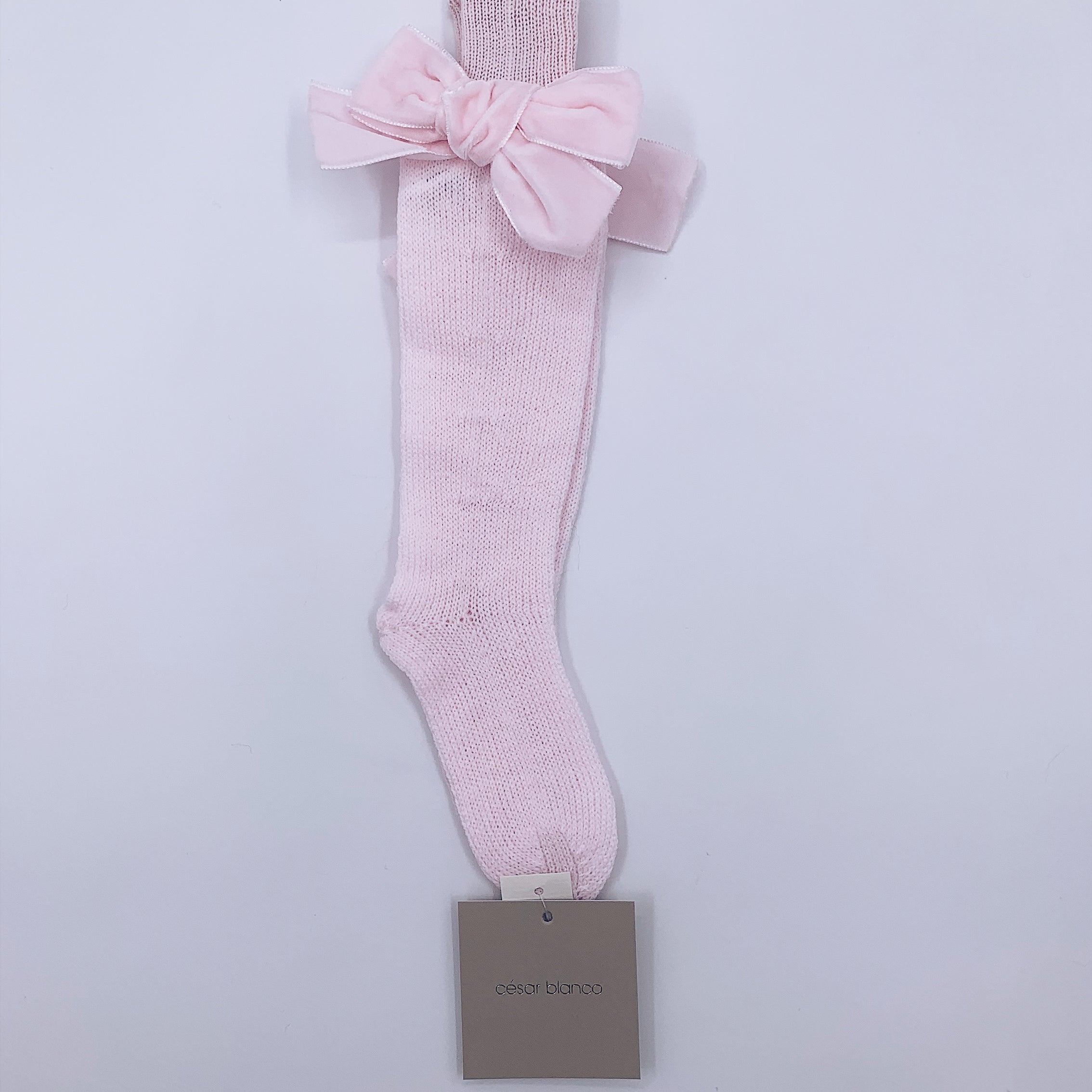 Beautiful Knitted High Knee Socks With Velvet Bows