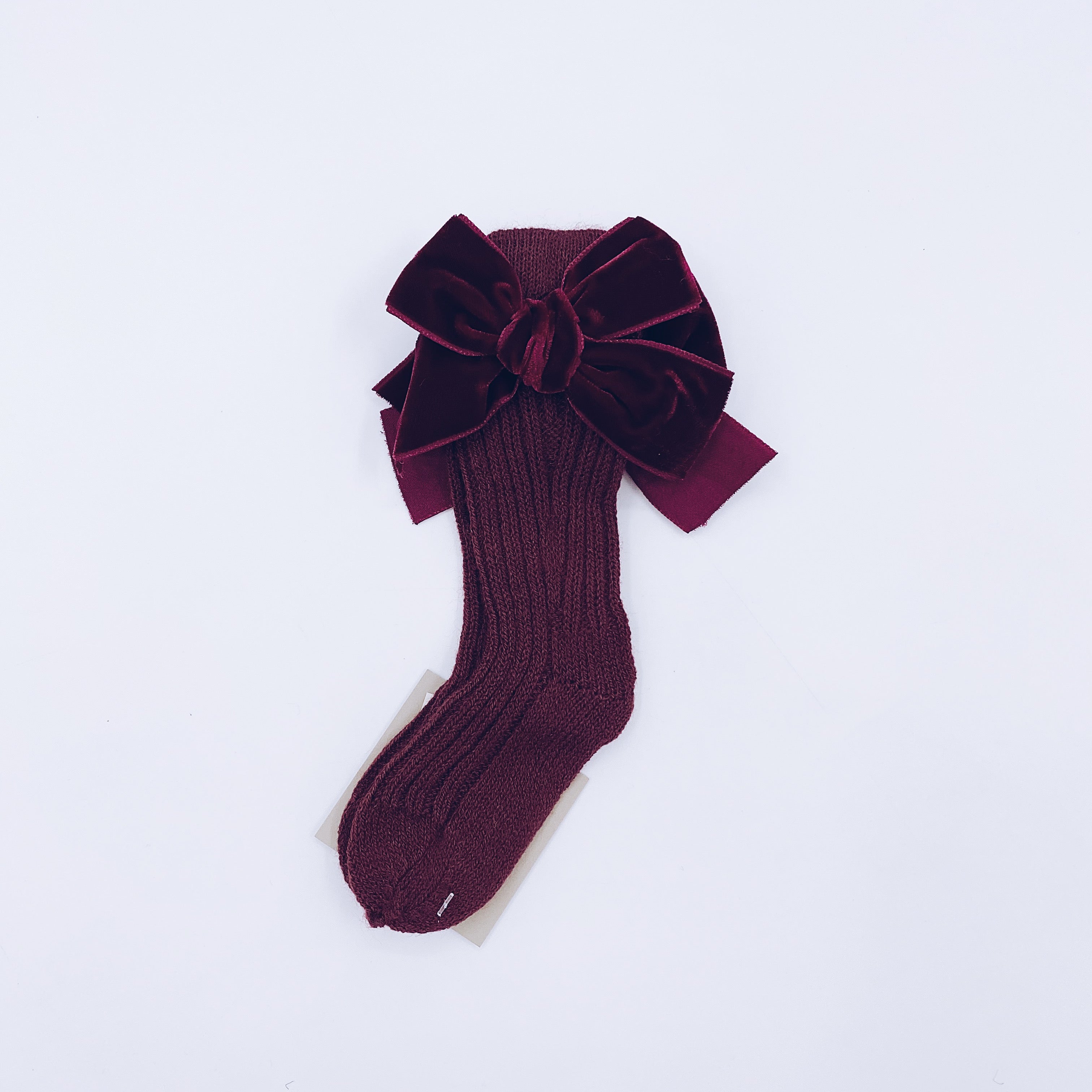Beautiful knitted socks with Luxurious velvet bows