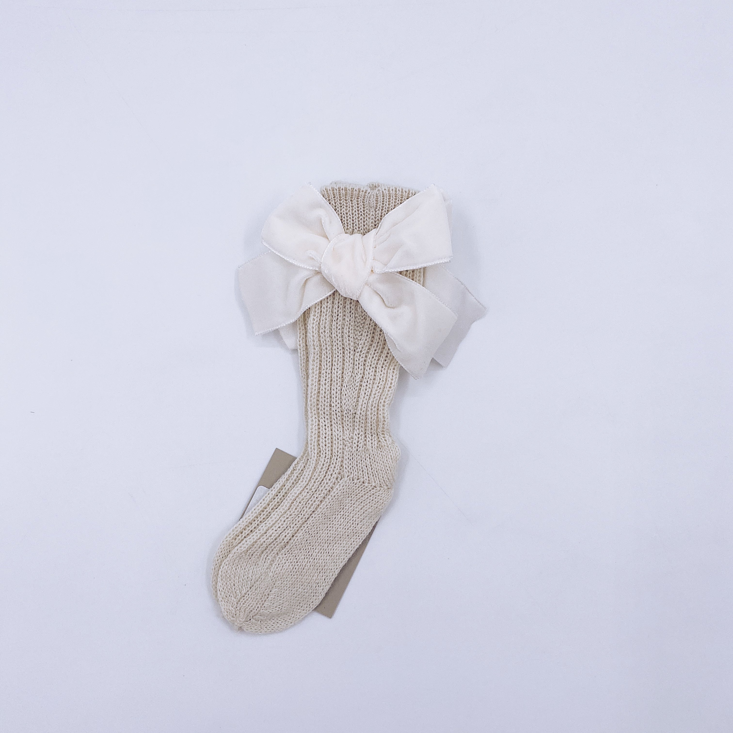 Beautiful knitted socks with Luxurious velvet bows