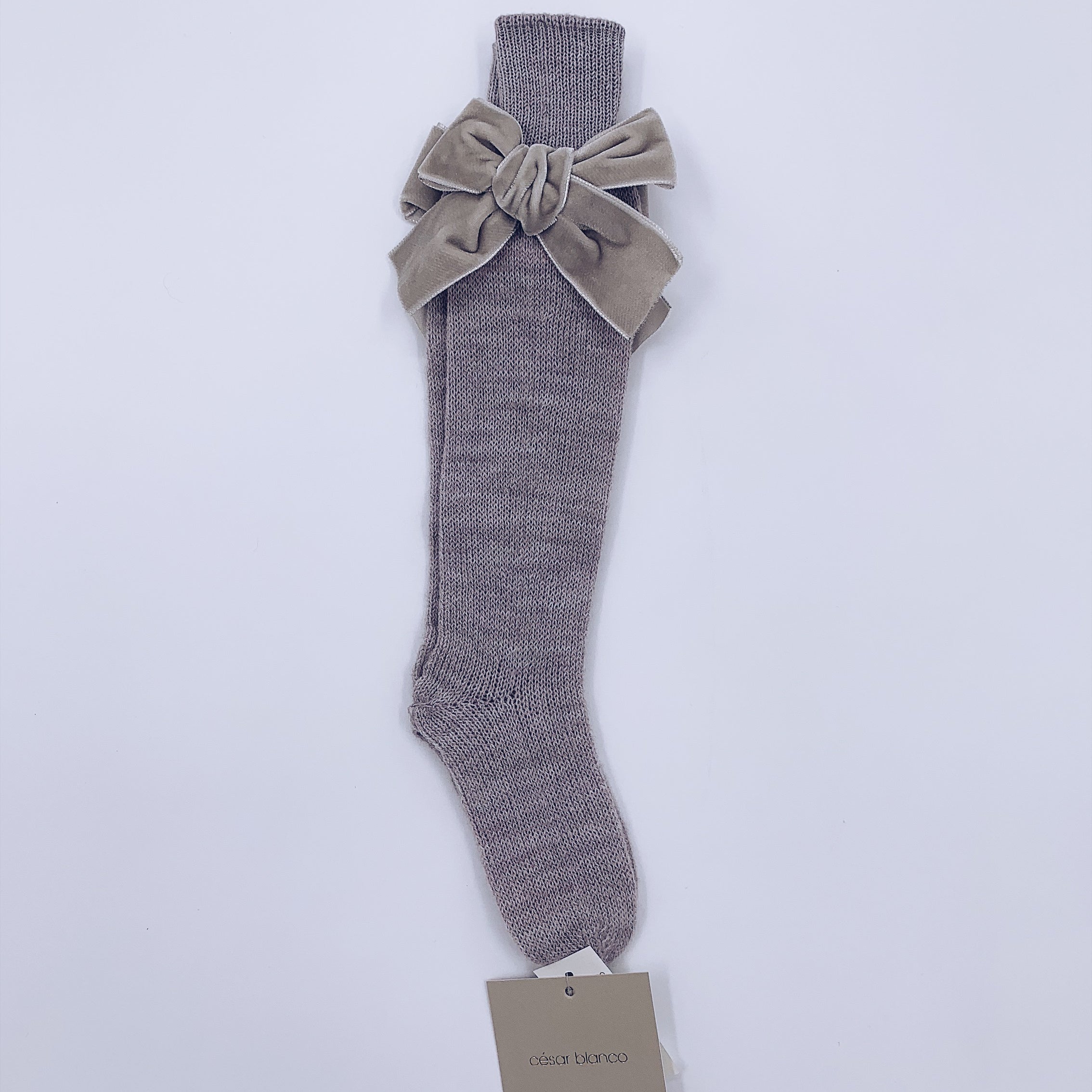 Beautiful Knitted High Knee Socks With Velvet Bows