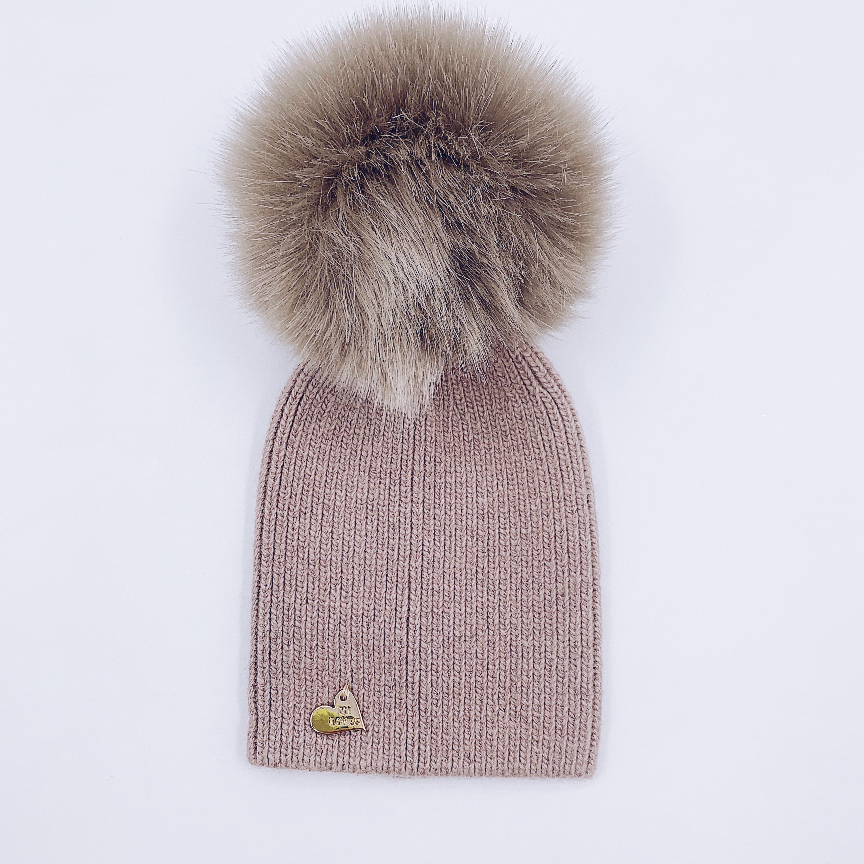 MI LOVES SIGNATURE Angora Adult/Big kids hat with Synthetic fur pompom