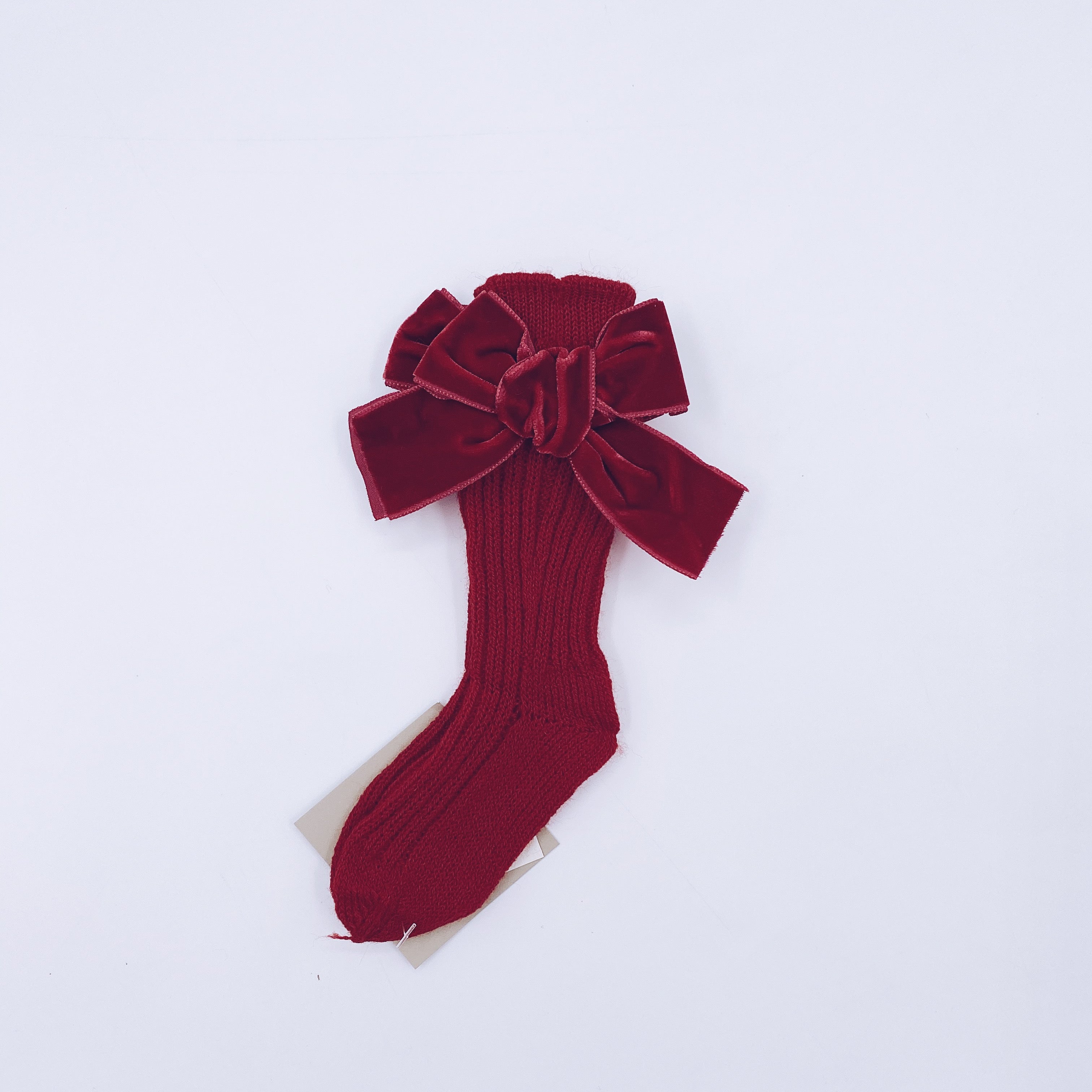 Beautiful knitted socks with Luxurious velvet bows