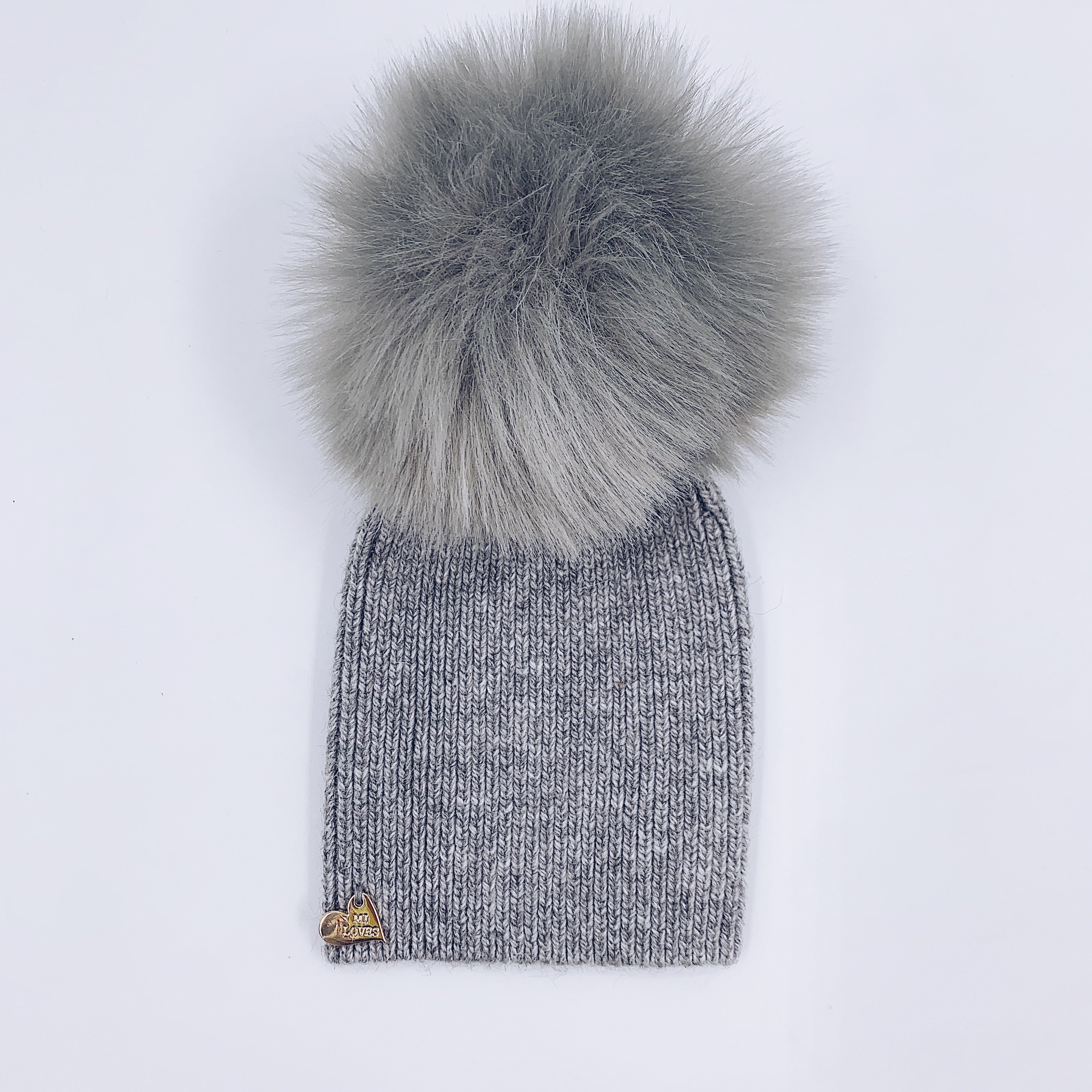 MI LOVES SIGNATURE Angora kids hat with Synthetic FUR pompom