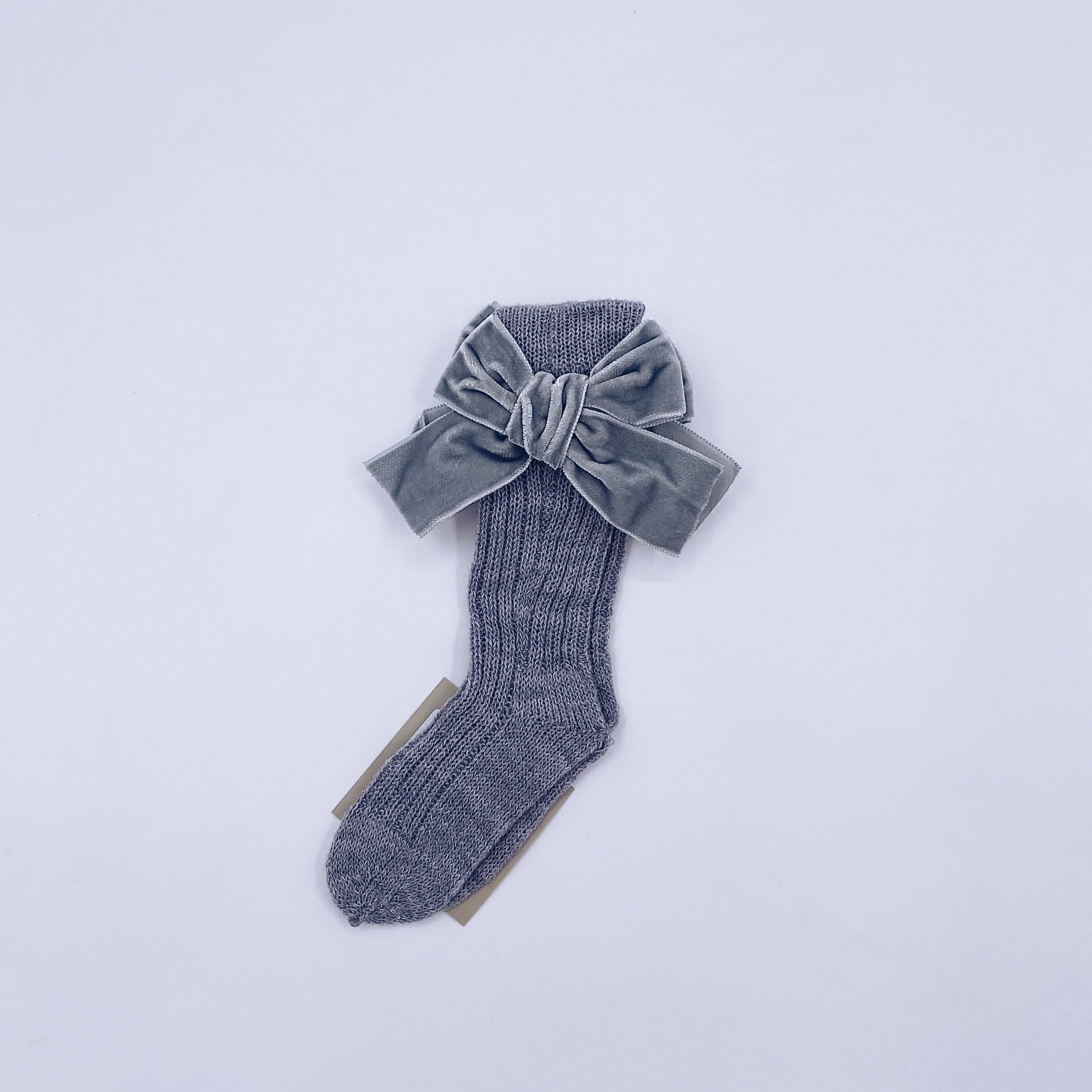 Beautiful knitted socks with Luxurious velvet bows