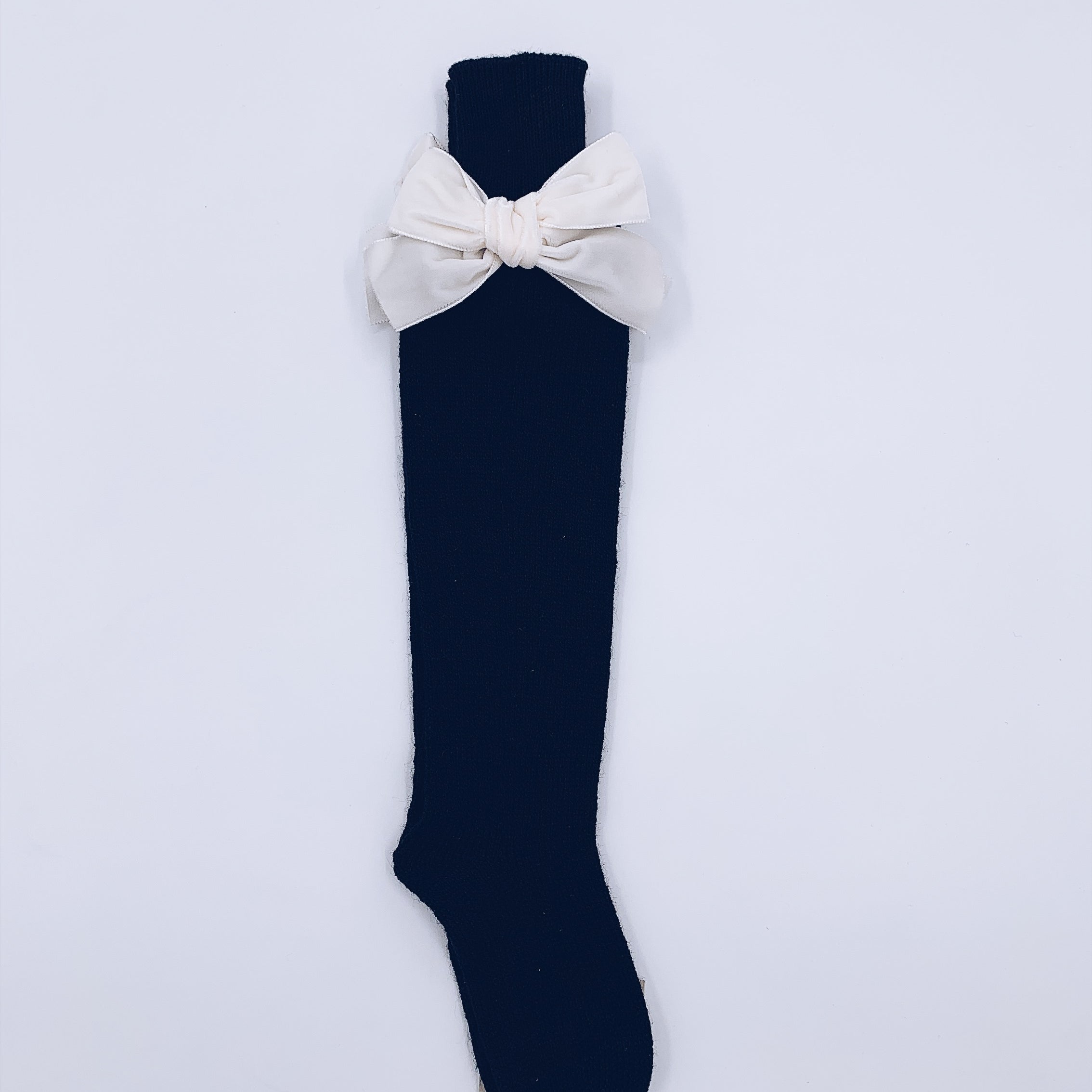Beautiful Knitted High Knee Socks With Velvet Bows