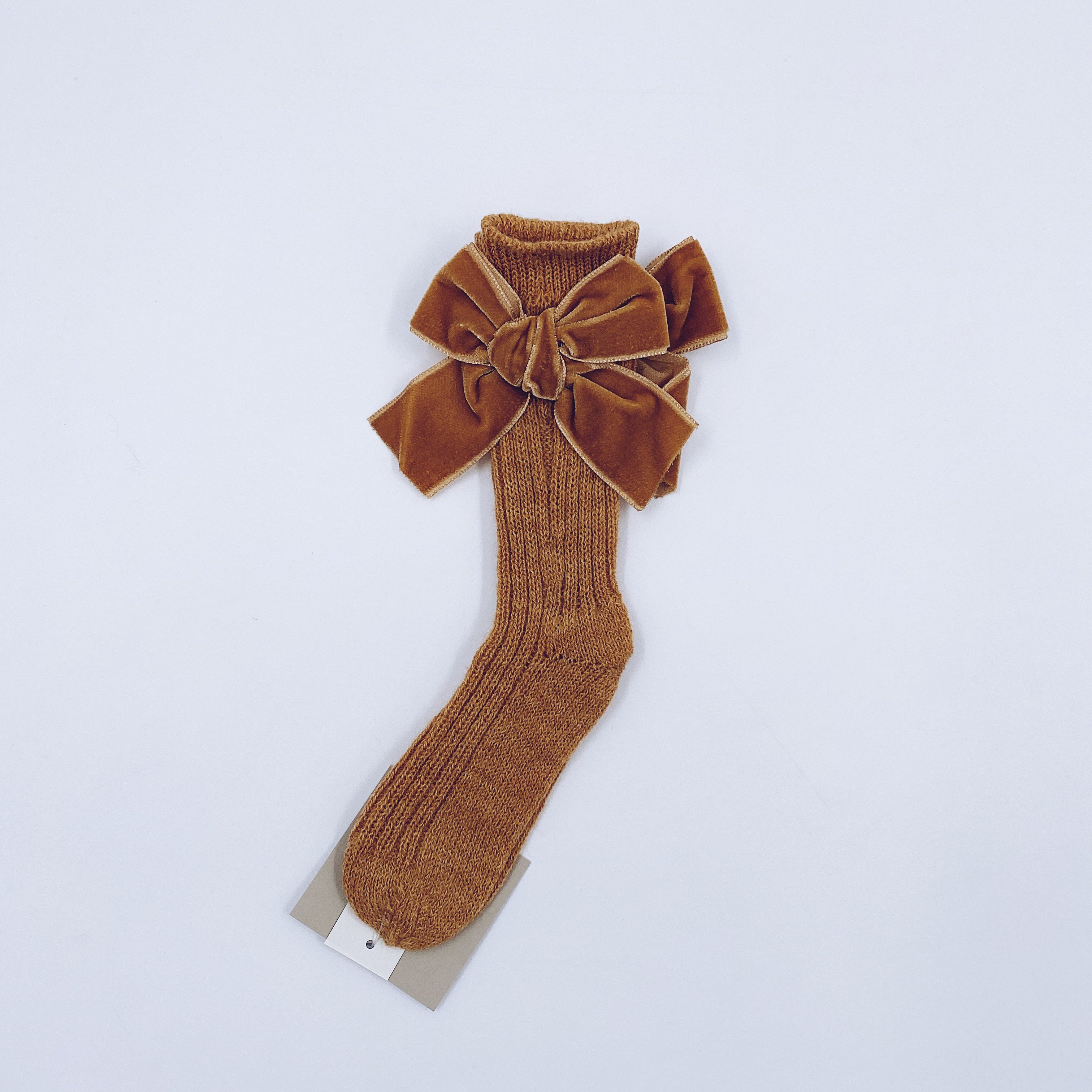 Beautiful knitted socks with Luxurious velvet bows