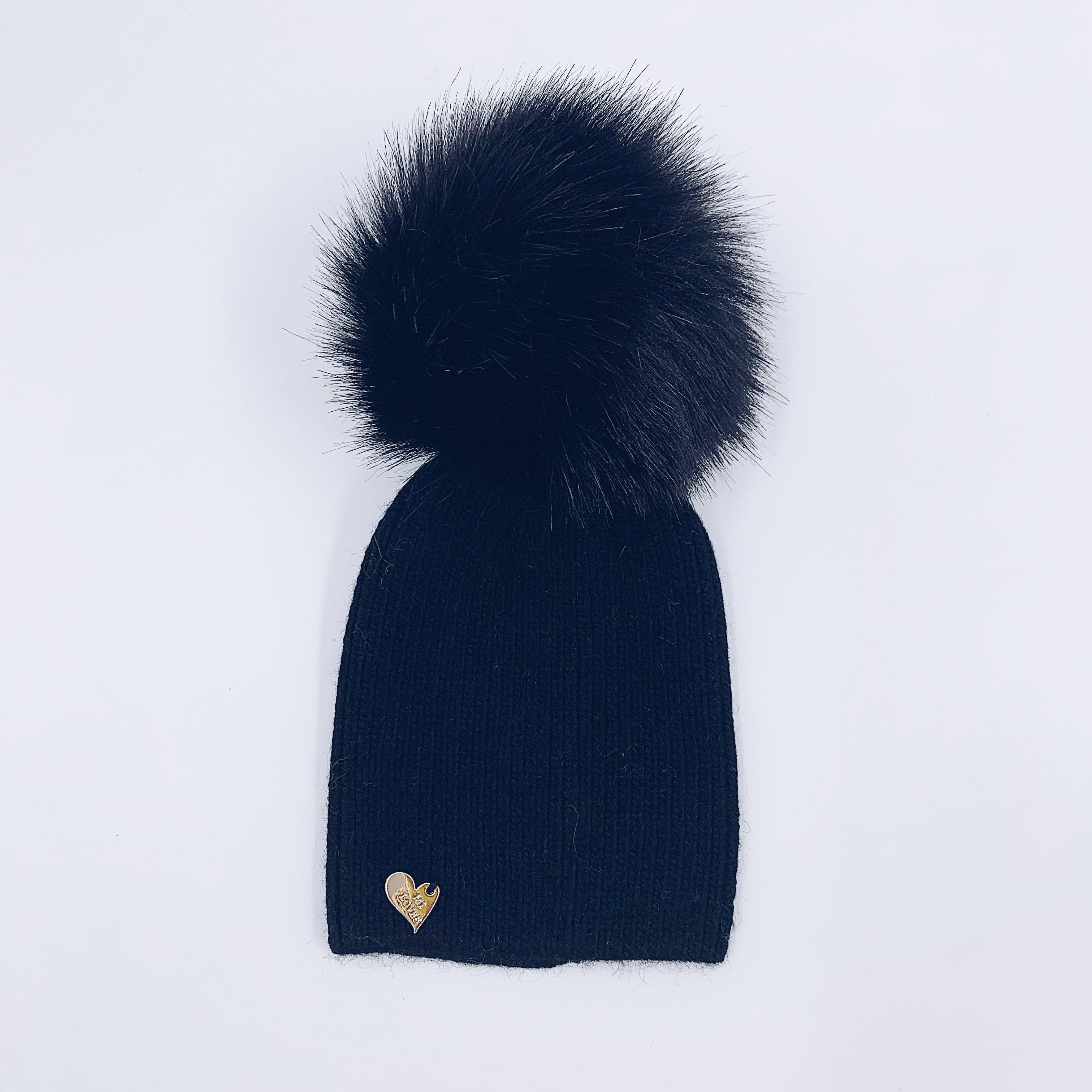 MI LOVES SIGNATURE Angora kids hat with Synthetic FUR pompom