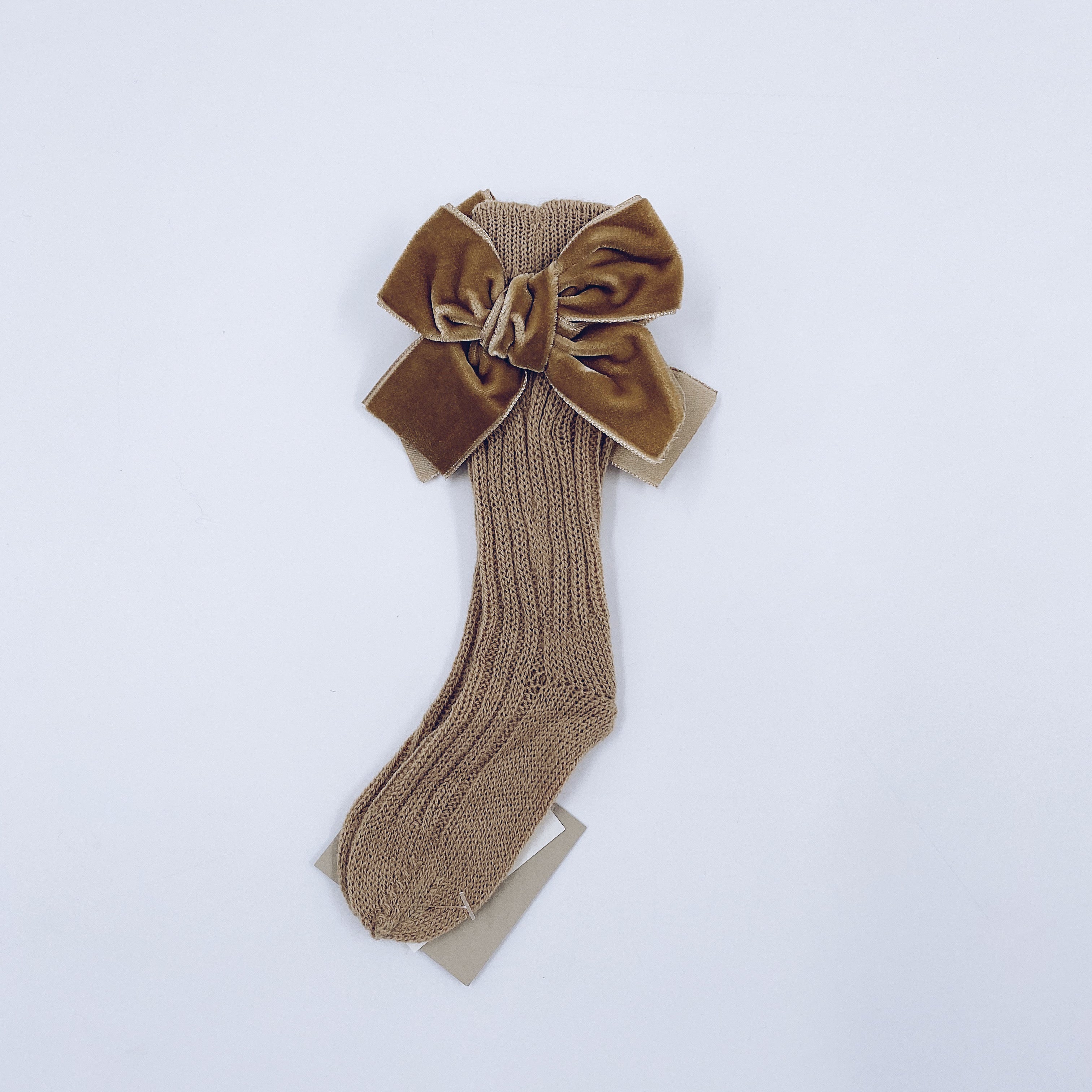 Beautiful knitted socks with Luxurious velvet bows