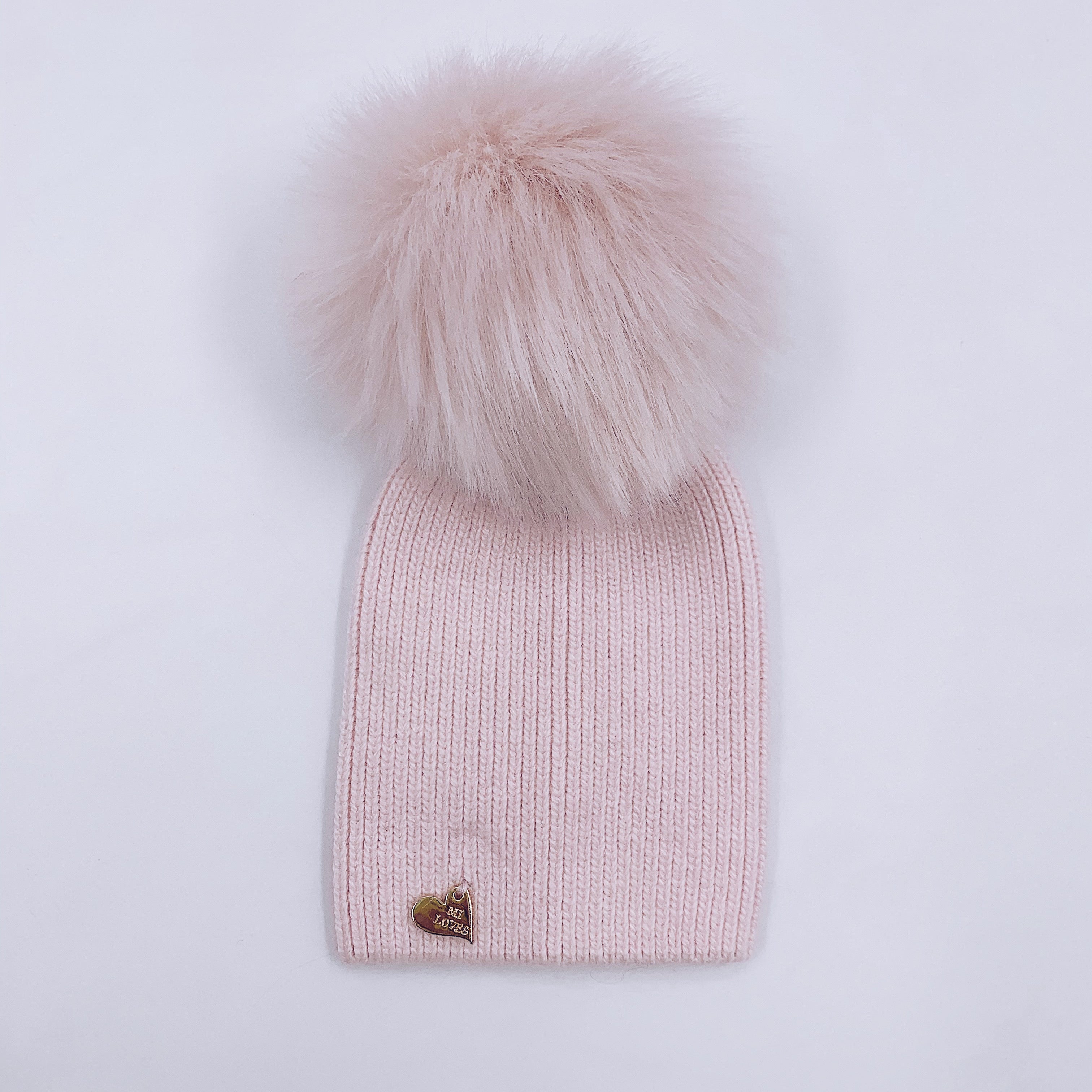 MI LOVES SIGNATURE Angora Adult/Big kids hat with Synthetic fur pompom