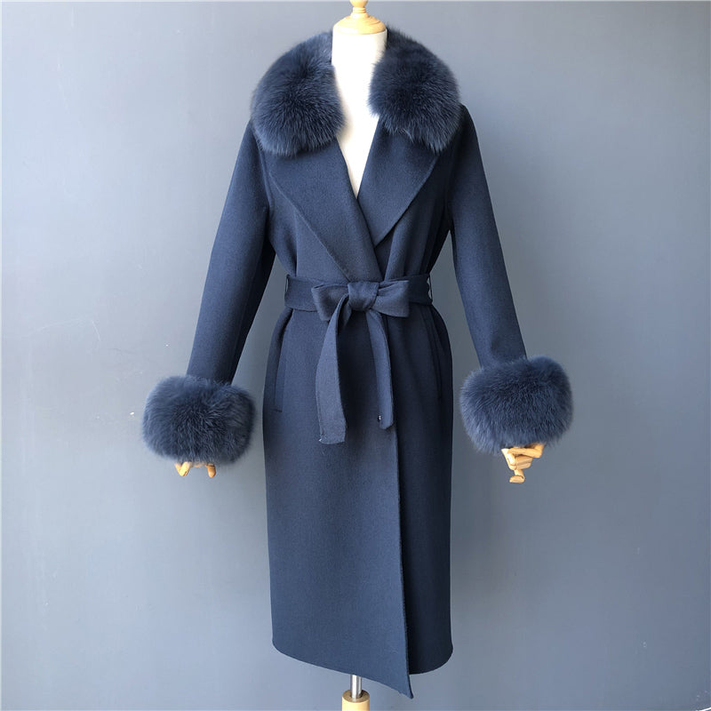 Beautiful Cashmere blend jacket with Fox fur trim/cuffs