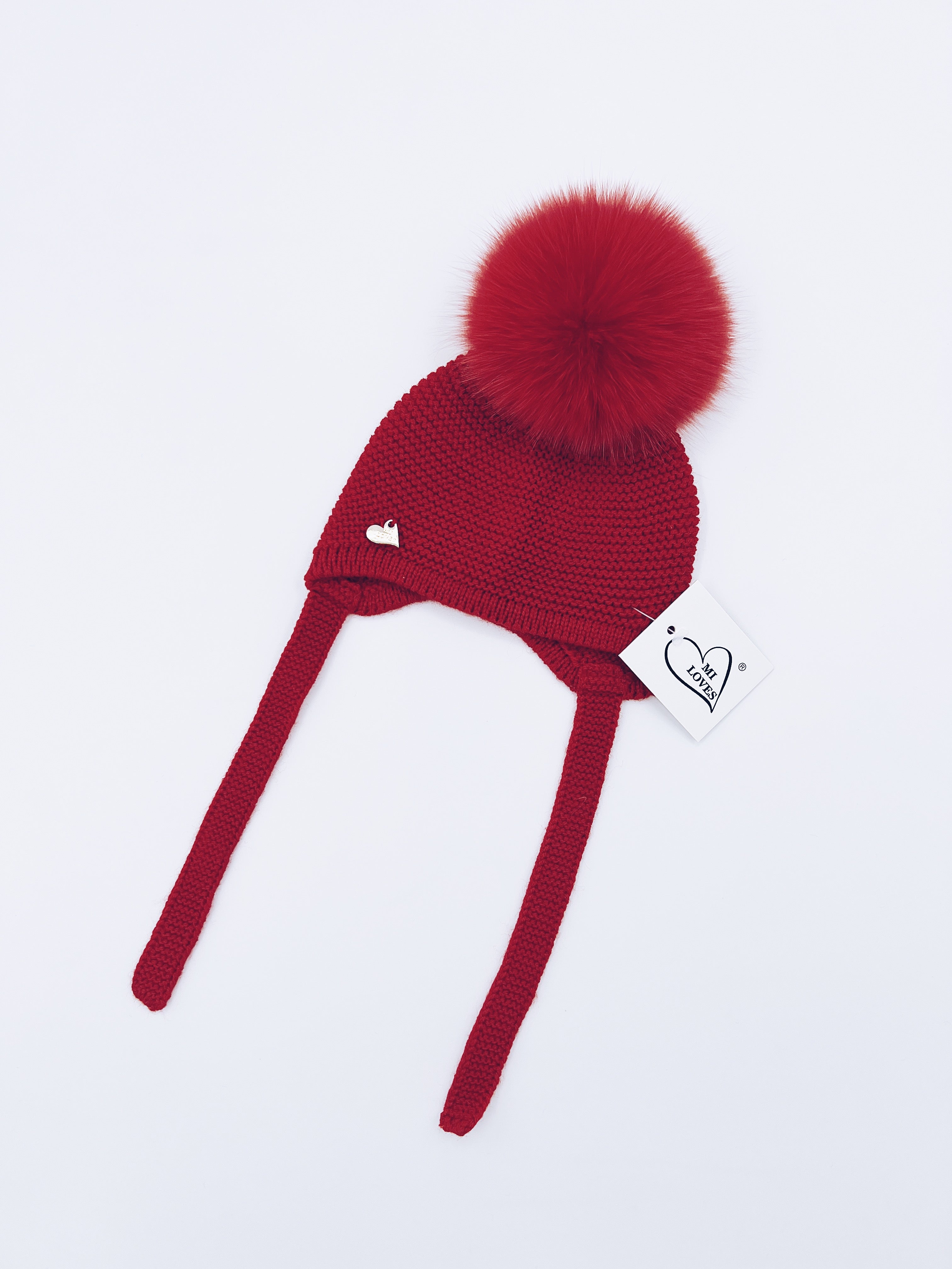 MI LOVES SIGNATURE Luxurious knitted Pompom hat with Fox fur pompom(ALL COLOURS)