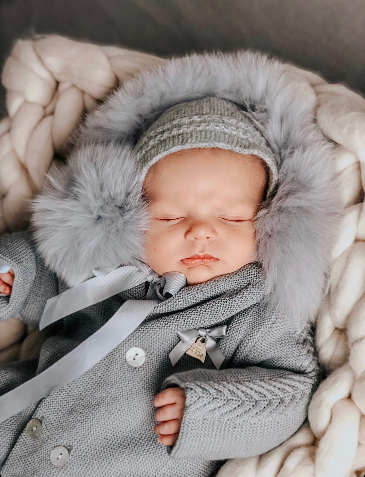 MI LOVES SIGNATURE LUXURIOUS ANGORA BONNETS WITH FOX FUR POMPOM