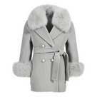 MI LOVES SIGNATURE Kids Cashmere Jacket with Luxurious Fox fur Collar and Cuffs.