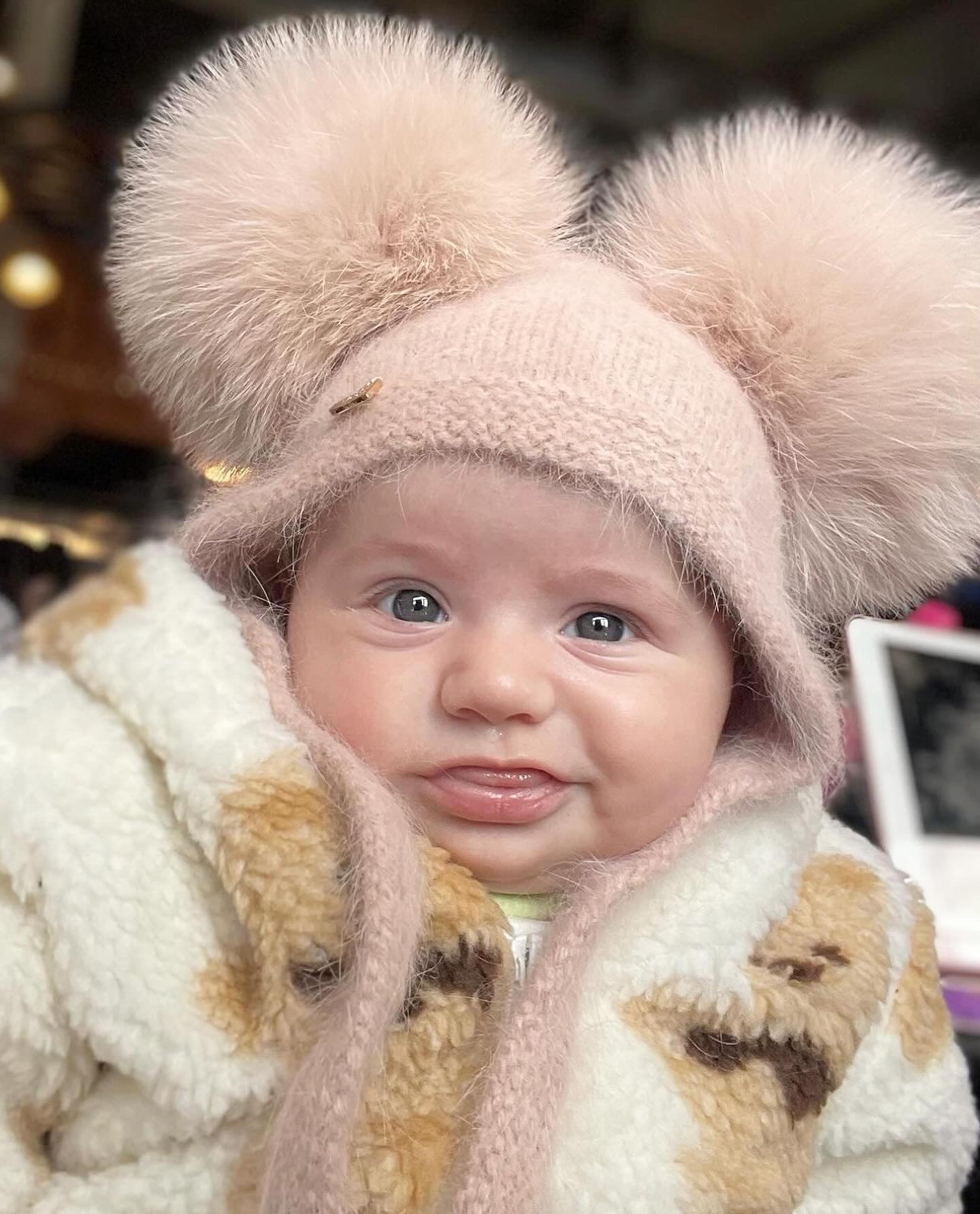 MI LOVES SIGNATURE Little Bear Angora Double pompom hat(ALL COLOURS)