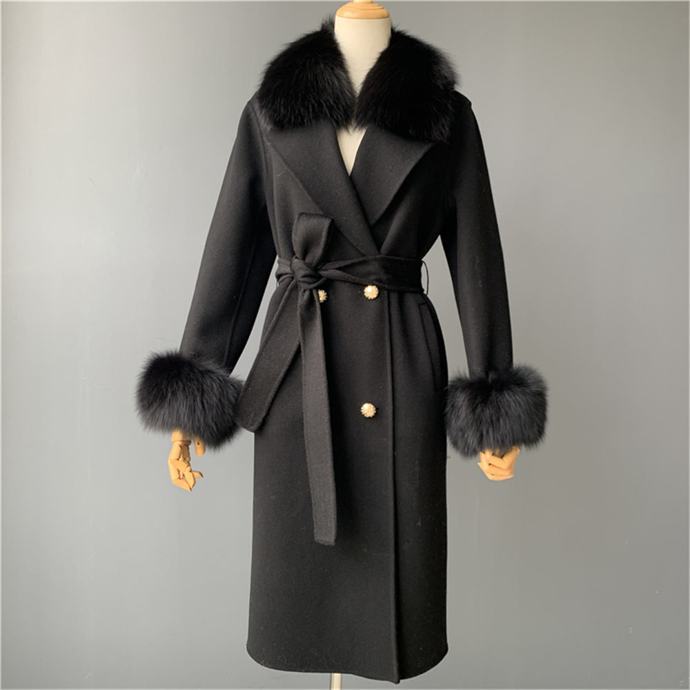 Beautiful Cashmere blend jacket with Fox fur trim/cuffs