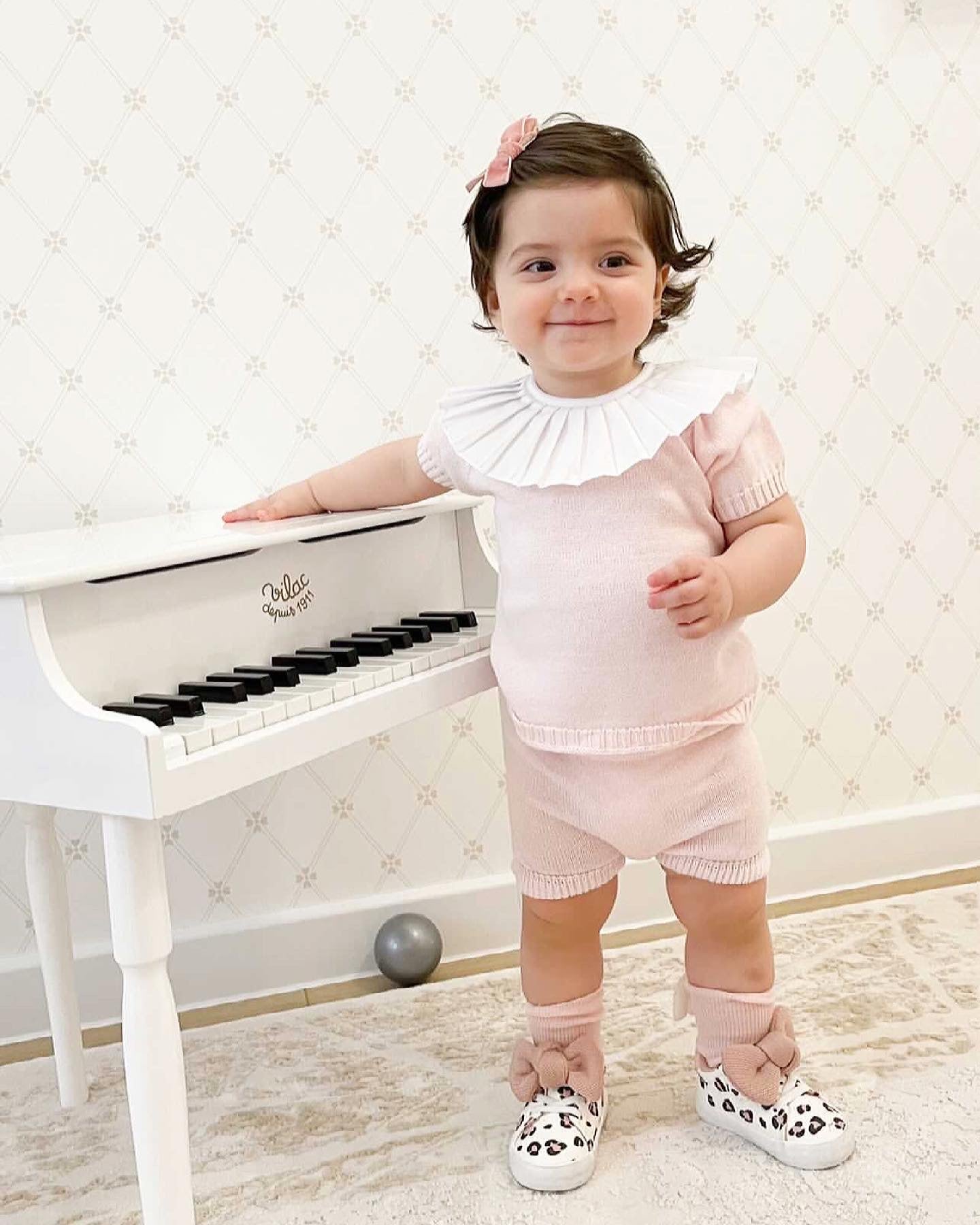 Fine Knit Summer 2 piece set with Frilly Collar