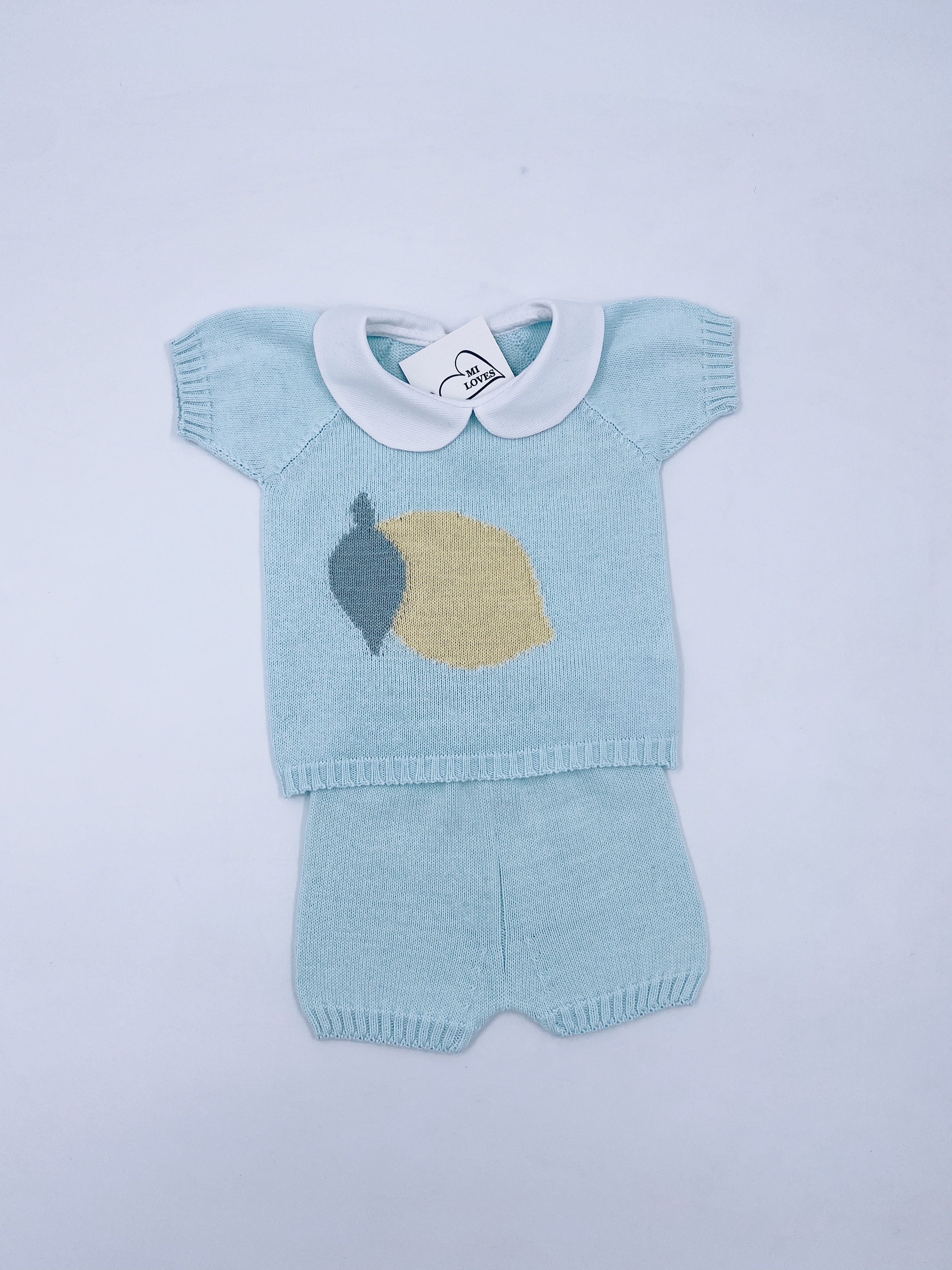 Lemon Fine Knit Summer Set with Peter Pan collar