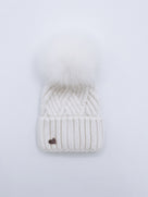 MI LOVES SIGNATURE Angora baby hat with Fox FUR pompom