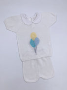 Fine knit Summer set with Balloons details and Peter Pen collar.