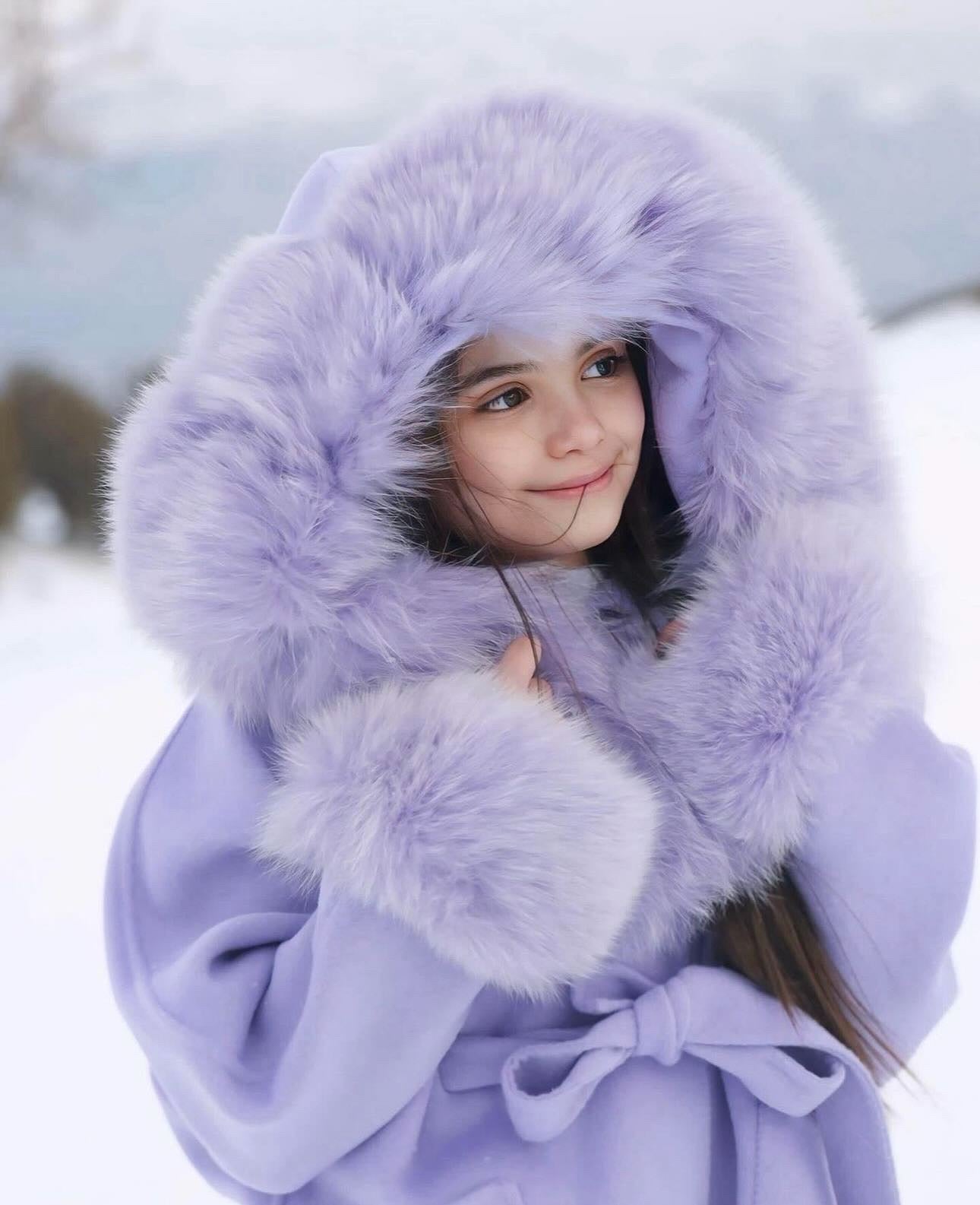 MI LOVES SIGNATURE Luxurious Anna cashmere kids coat with Fox fur trim