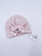 MI LOVEE SIGNATURE Luxurious knitted Turban hat with lace detail.