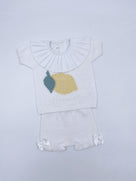 MI LOVES Lemon Fine Knit Summer set with ruffle neck details