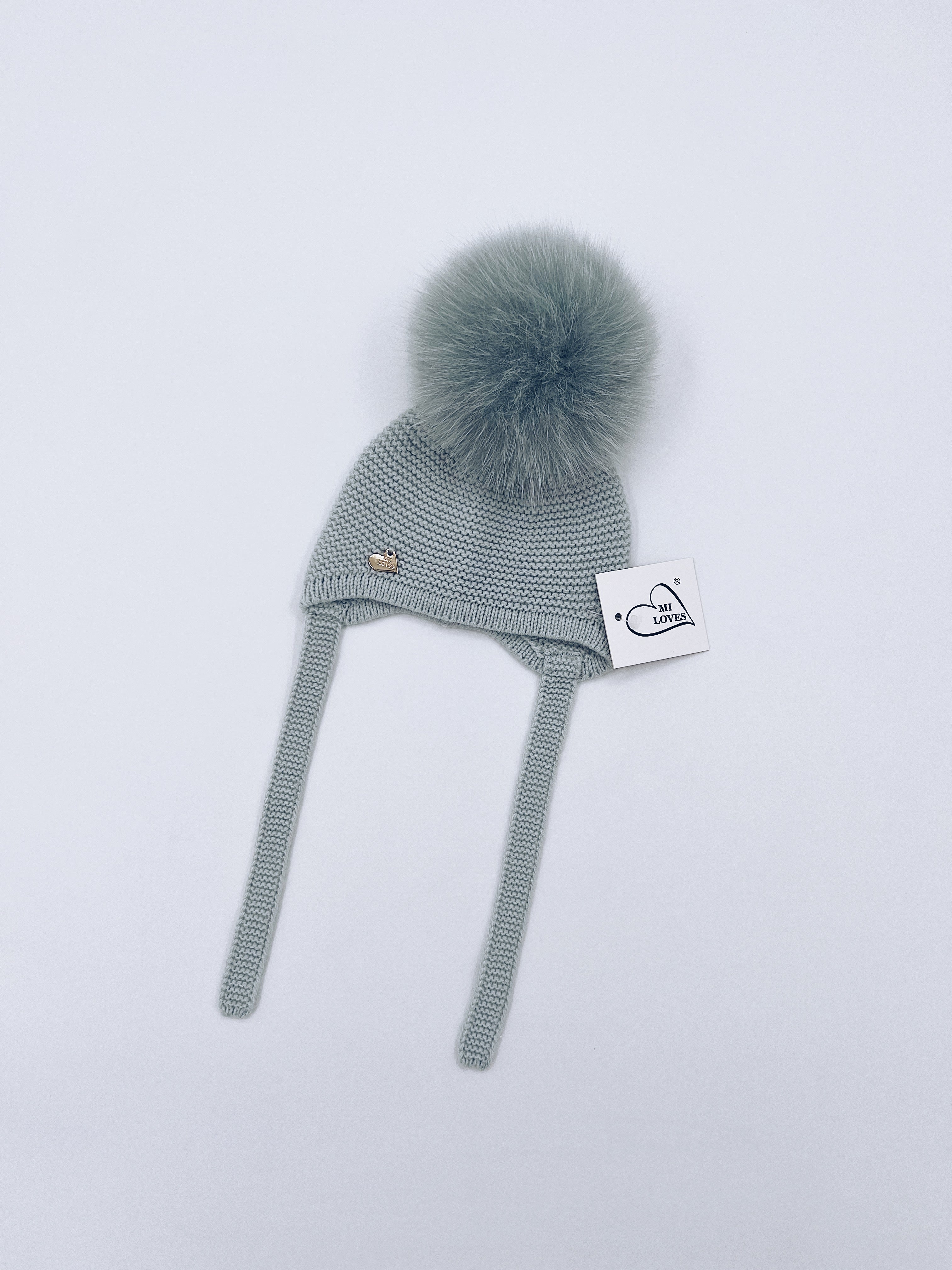 MI LOVES SIGNATURE Luxurious knitted Pompom hat with Fox fur pompom(ALL COLOURS)